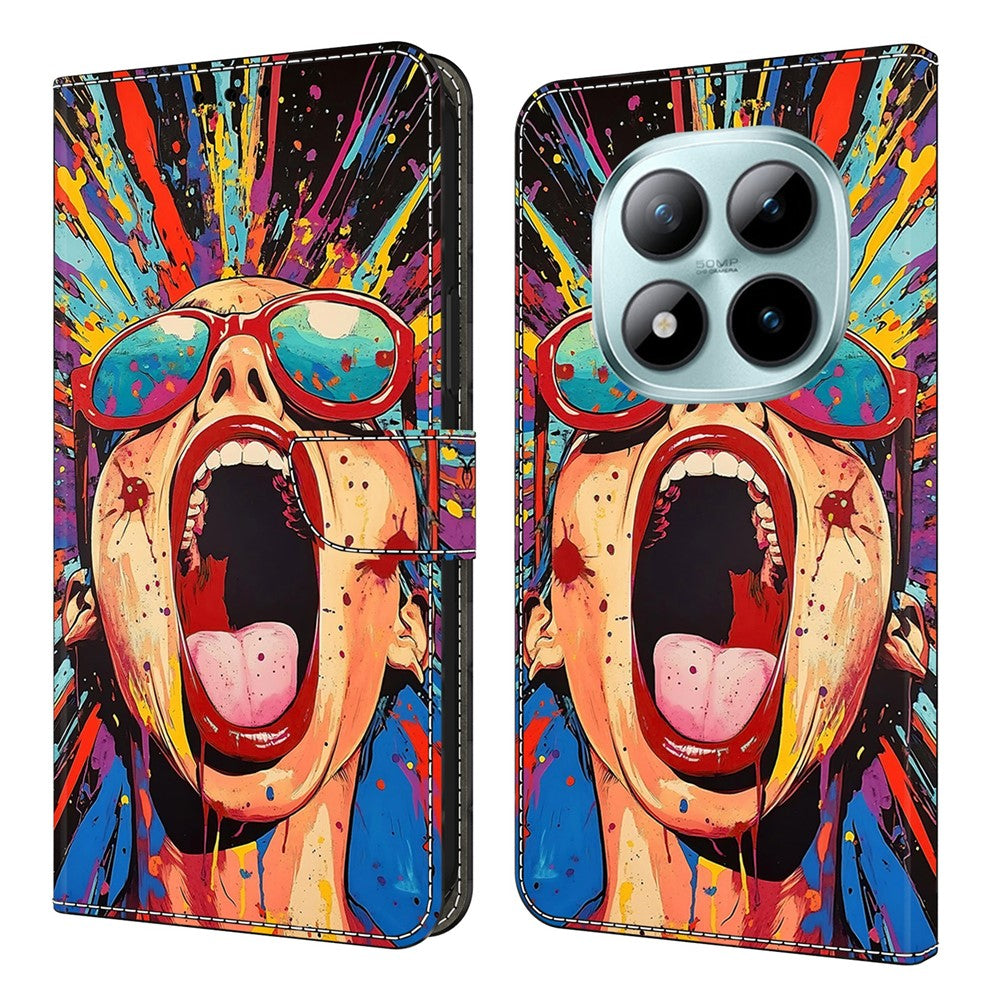 Wallet Case For Xiaomi Poco M8 5G / Redmi Note 15 5G (Global) / 15 4G (Global) Foldable Stand Pattern Printing PU Leather Flip Phone Cover - Graffiti Scream