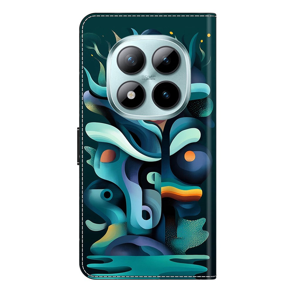 Wallet Case For Xiaomi Poco M8 5G / Redmi Note 15 5G (Global) / 15 4G (Global) Foldable Stand Pattern Printing PU Leather Flip Phone Cover - Graffiti Green Shadow