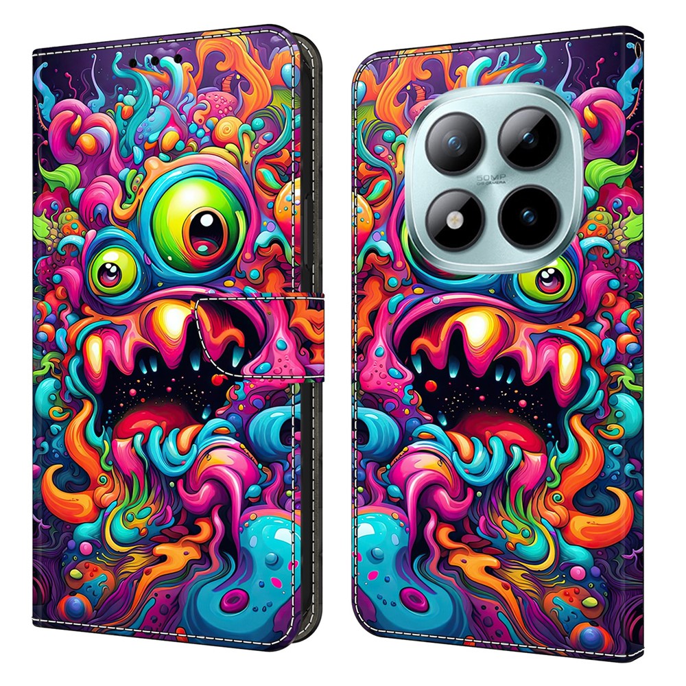 Wallet Case For Xiaomi Poco M8 5G / Redmi Note 15 5G (Global) / 15 4G (Global) Foldable Stand Pattern Printing PU Leather Flip Phone Cover - Graffiti Qilin