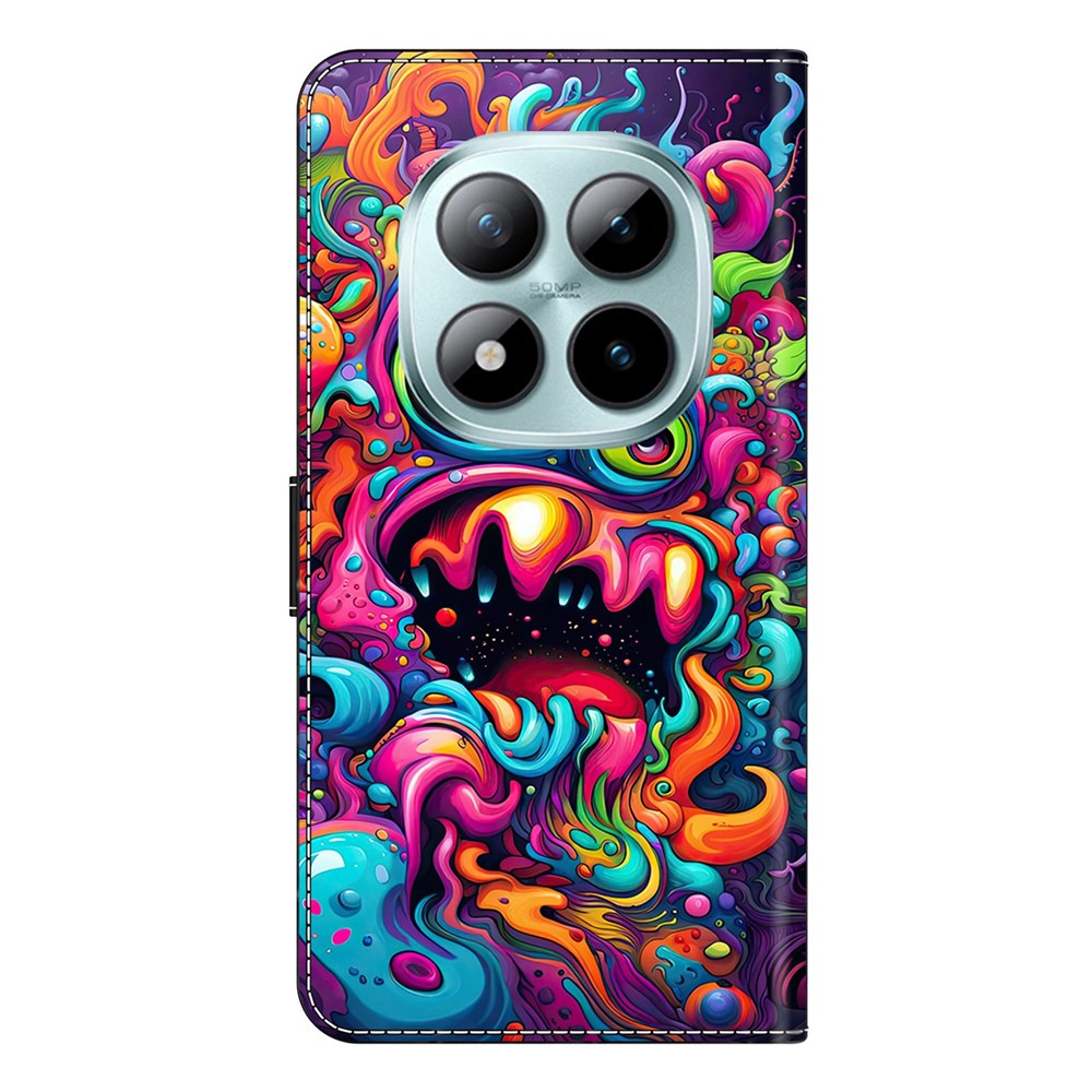 Wallet Case For Xiaomi Poco M8 5G / Redmi Note 15 5G (Global) / 15 4G (Global) Foldable Stand Pattern Printing PU Leather Flip Phone Cover - Graffiti Qilin