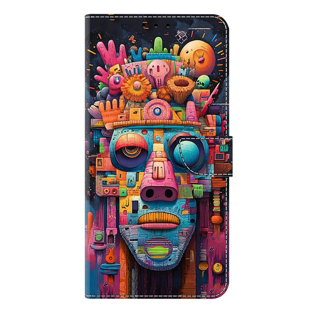 Wallet Case For Xiaomi Poco M8 5G / Redmi Note 15 5G (Global) / 15 4G (Global) Foldable Stand Pattern Printing PU Leather Flip Phone Cover - Graffiti Portrait