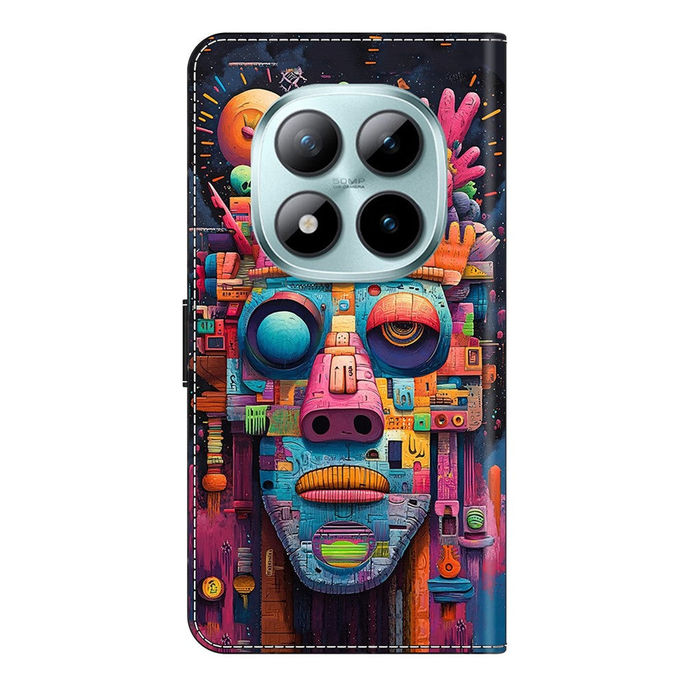 Wallet Case For Xiaomi Poco M8 5G / Redmi Note 15 5G (Global) / 15 4G (Global) Foldable Stand Pattern Printing PU Leather Flip Phone Cover - Graffiti Portrait