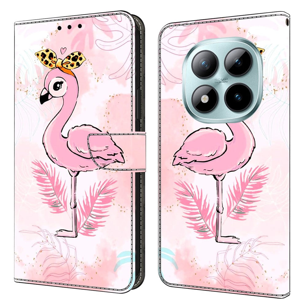 Wallet Case For Xiaomi Poco M8 5G / Redmi Note 15 5G (Global) / 15 4G (Global) Foldable Stand Pattern Printing PU Leather Flip Phone Cover - Pink Bird
