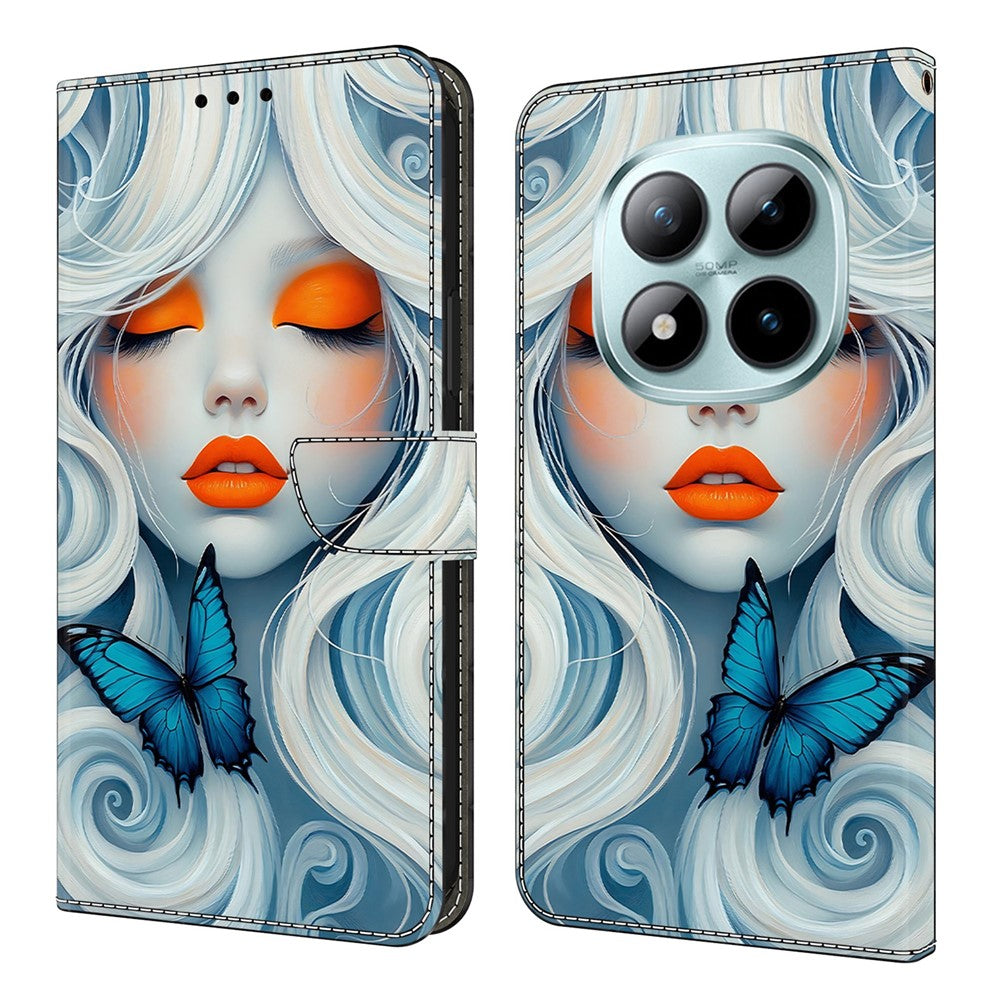 Wallet Case For Xiaomi Poco M8 5G / Redmi Note 15 5G (Global) / 15 4G (Global) Foldable Stand Pattern Printing PU Leather Flip Phone Cover - Snow Woman