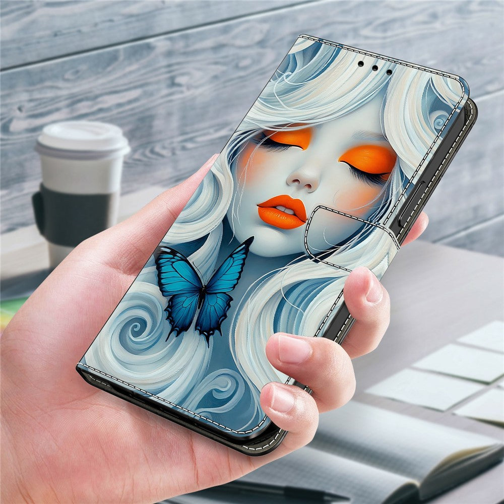 Wallet Case For Xiaomi Poco M8 5G / Redmi Note 15 5G (Global) / 15 4G (Global) Foldable Stand Pattern Printing PU Leather Flip Phone Cover - Snow Woman