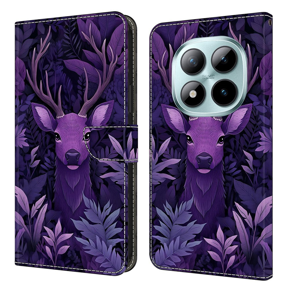 Wallet Case For Xiaomi Poco M8 5G / Redmi Note 15 5G (Global) / 15 4G (Global) Foldable Stand Pattern Printing PU Leather Flip Phone Cover - Purple Deer