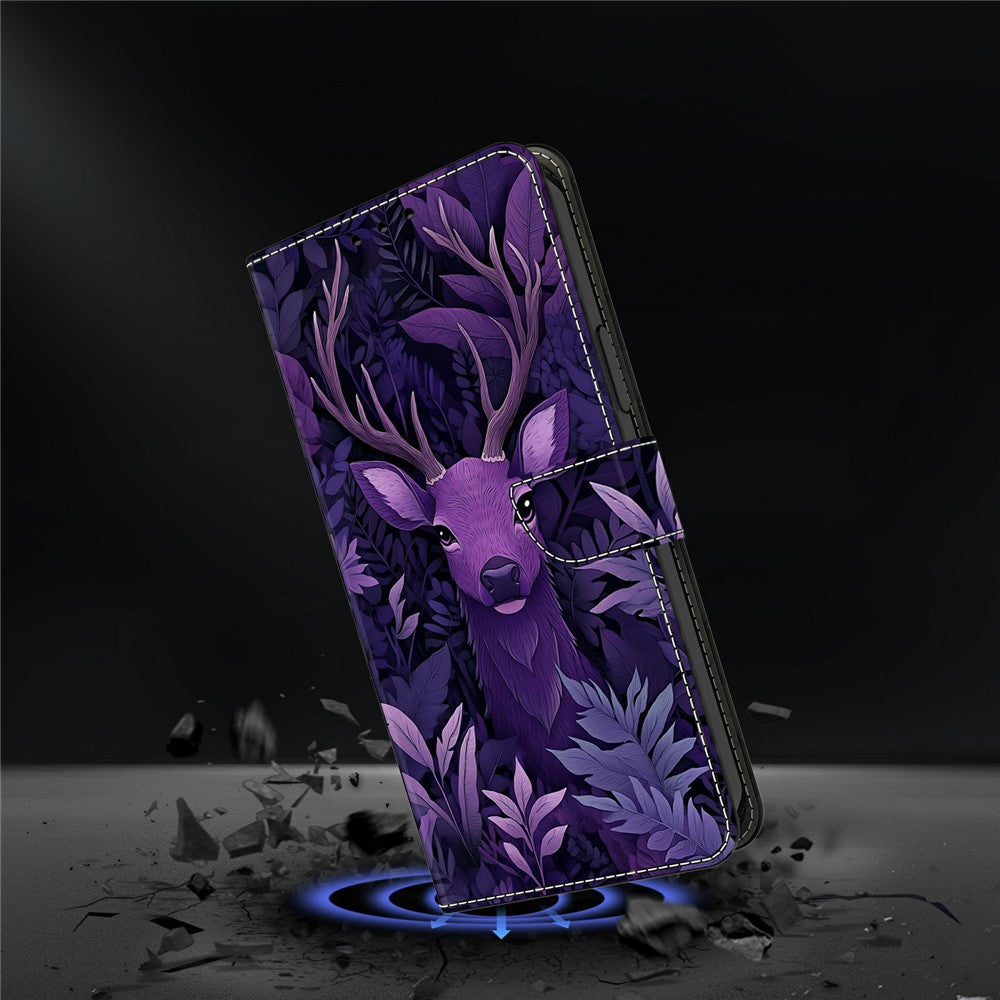 Wallet Case For Xiaomi Poco M8 5G / Redmi Note 15 5G (Global) / 15 4G (Global) Foldable Stand Pattern Printing PU Leather Flip Phone Cover - Purple Deer