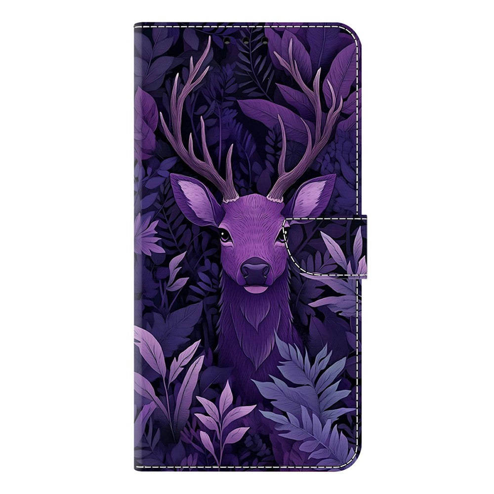 Wallet Case For Xiaomi Poco M8 5G / Redmi Note 15 5G (Global) / 15 4G (Global) Foldable Stand Pattern Printing PU Leather Flip Phone Cover - Purple Deer