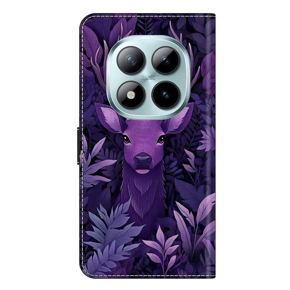 Wallet Case For Xiaomi Poco M8 5G / Redmi Note 15 5G (Global) / 15 4G (Global) Foldable Stand Pattern Printing PU Leather Flip Phone Cover - Purple Deer