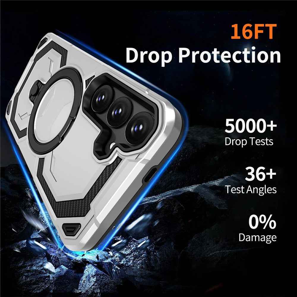 For Samsung Galaxy A57 5G Magnetic Case Ring Kickstand PC + TPU Hybrid Phone Cover - Grey