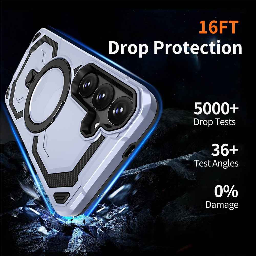 For Samsung Galaxy A57 5G Magnetic Case Ring Kickstand PC + TPU Hybrid Phone Cover - Baby Blue