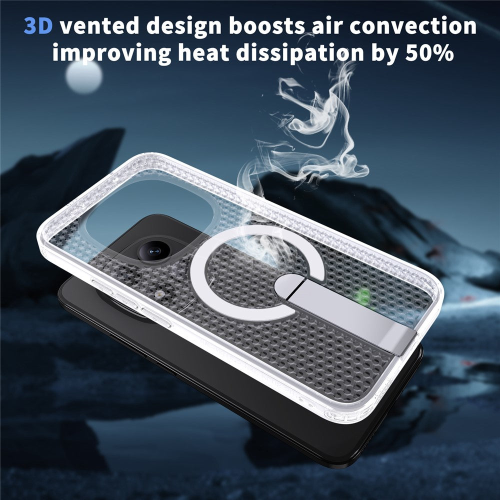 For Xiaomi Redmi Note 15 Pro+ 5G (Global) / Poco M8 Pro 5G Magnetic Case Kickstand Grid Texture TPU PC Phone Back Cover - Transparent