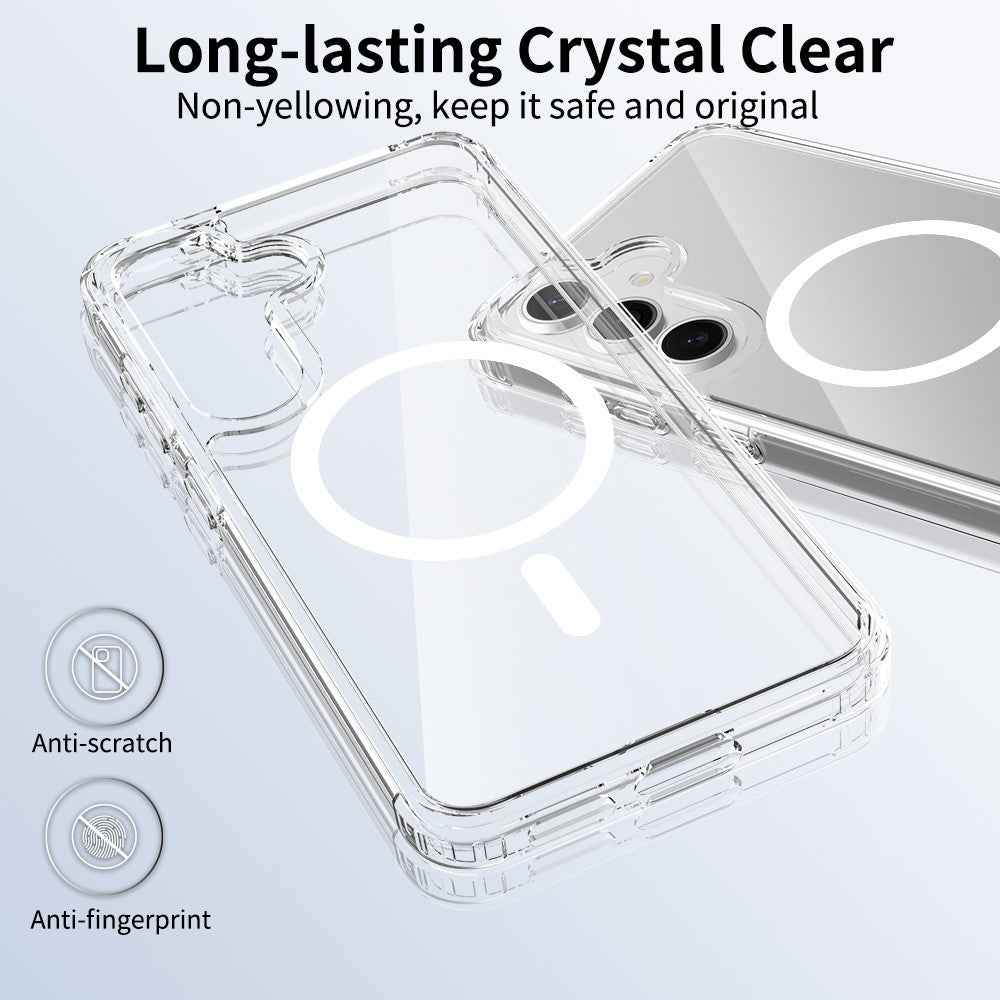 For Samsung Galaxy A57 5G Magnetic Case 2.0mm Scratch Resistant TPU + PC Phone Cover - Transparent
