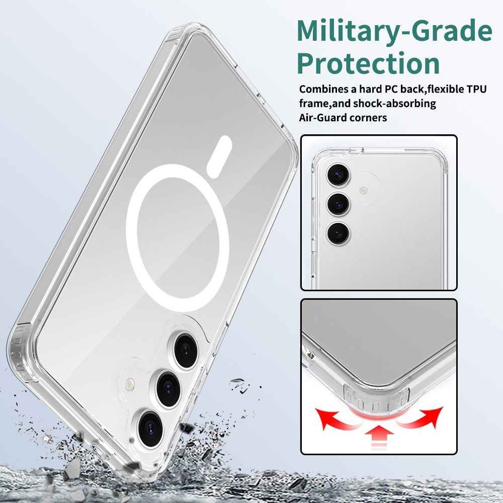 For Samsung Galaxy A57 5G Magnetic Case 2.0mm Scratch Resistant TPU + PC Phone Cover - Transparent