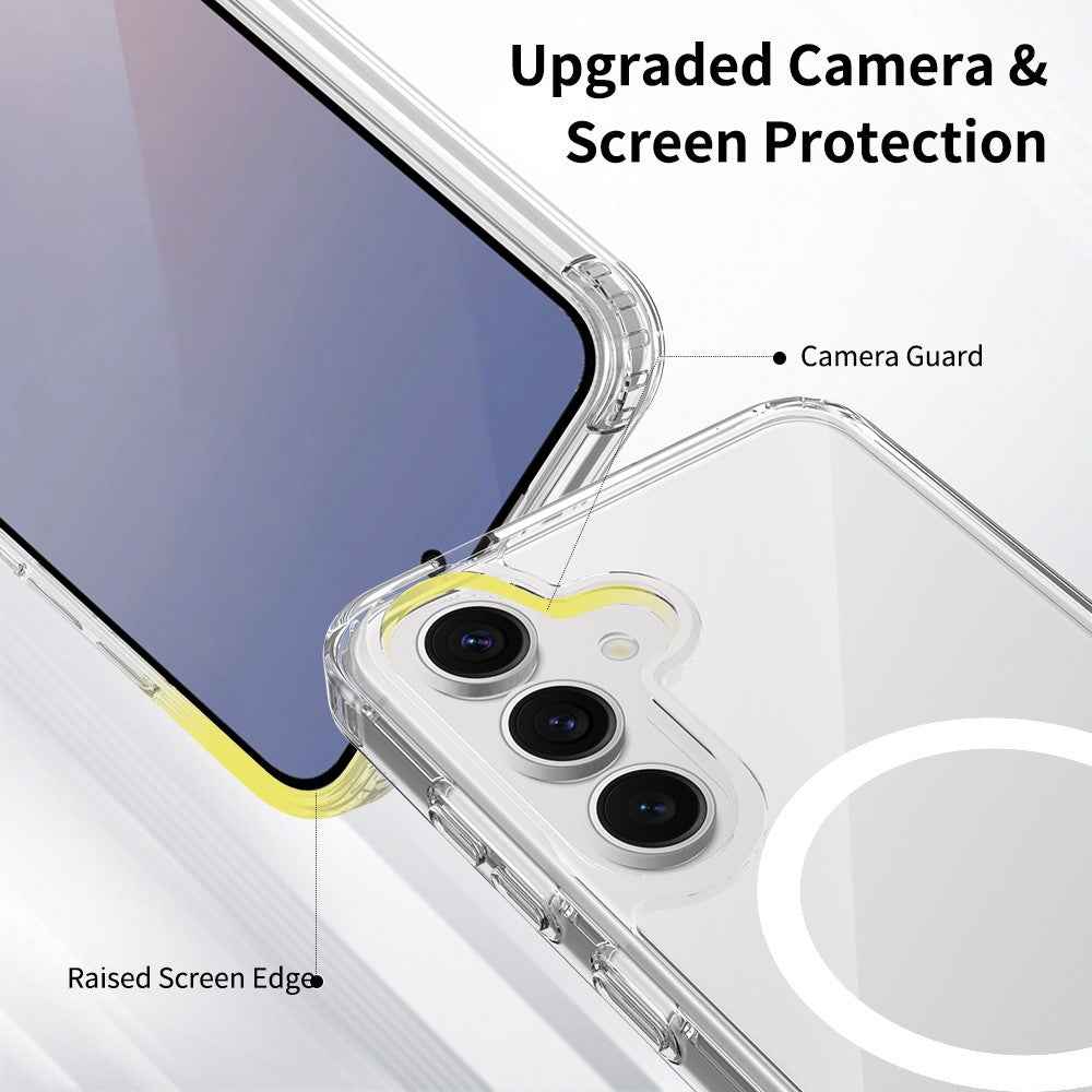 For Samsung Galaxy A57 5G Magnetic Case 2.0mm Scratch Resistant TPU + PC Phone Cover - Transparent