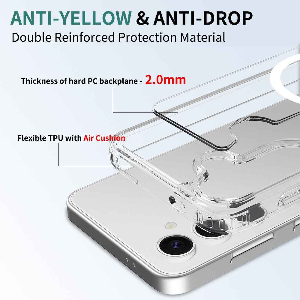 For Samsung Galaxy A57 5G Magnetic Case 2.0mm Scratch Resistant TPU + PC Phone Cover - Transparent