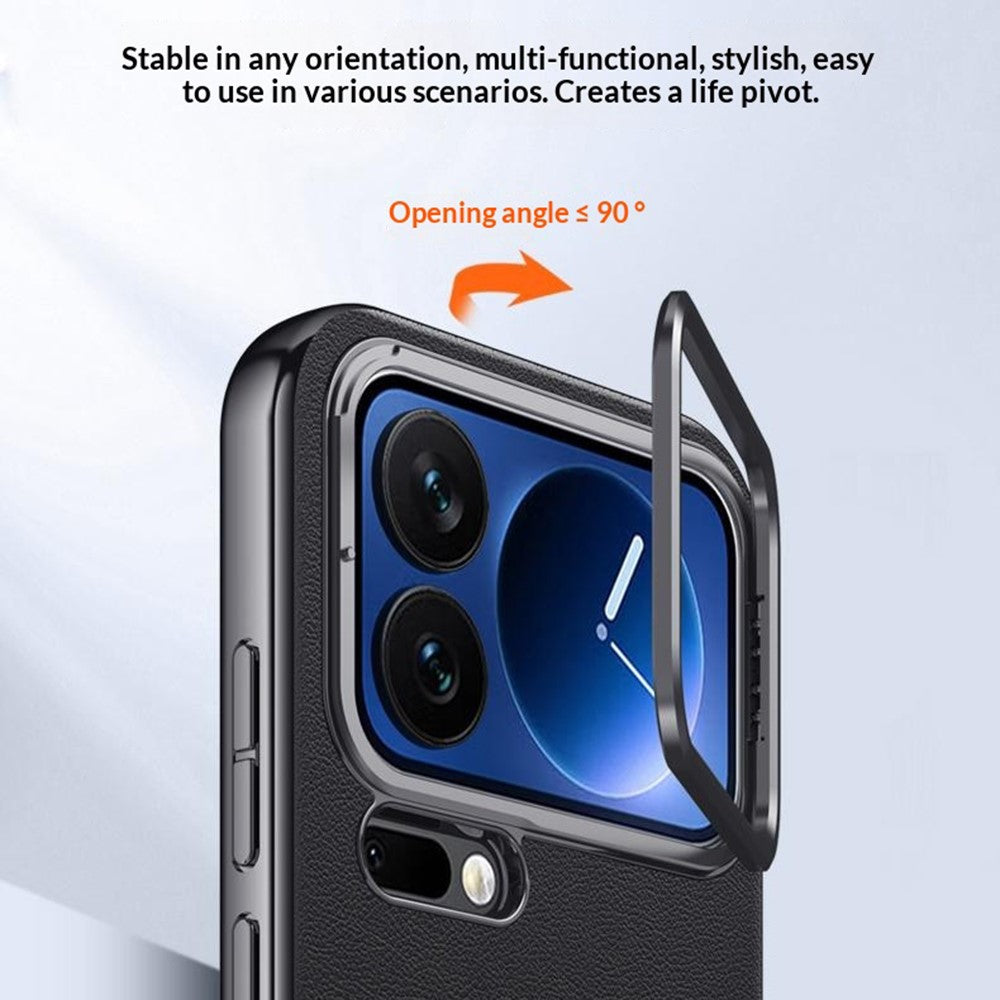 For Xiaomi 17 Pro Max Case with Lens Guard Kickstand Anti Drop TPU+PU Phone Back Cover - Green