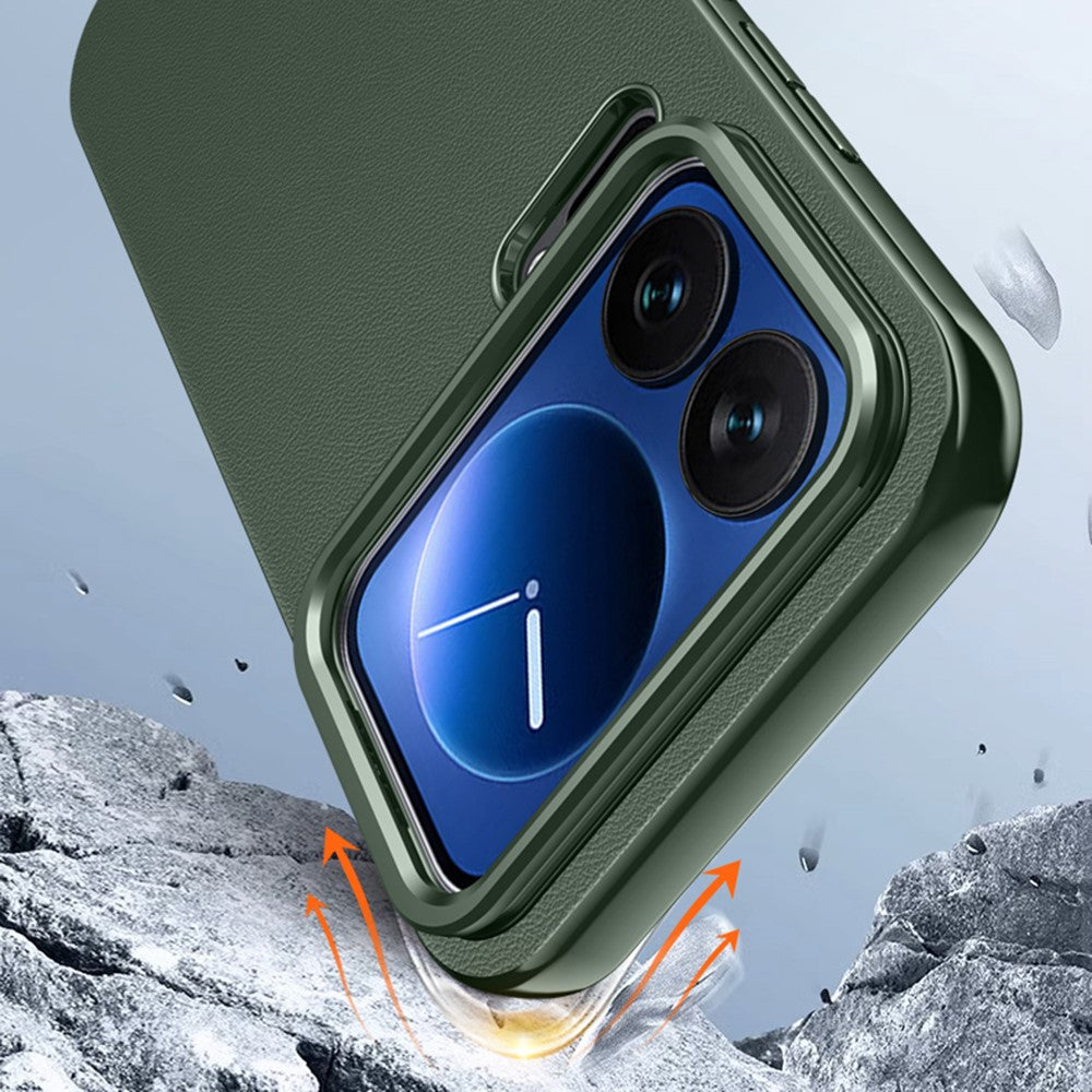 For Xiaomi 17 Pro Max Case with Lens Guard Kickstand Anti Drop TPU+PU Phone Back Cover - Purple