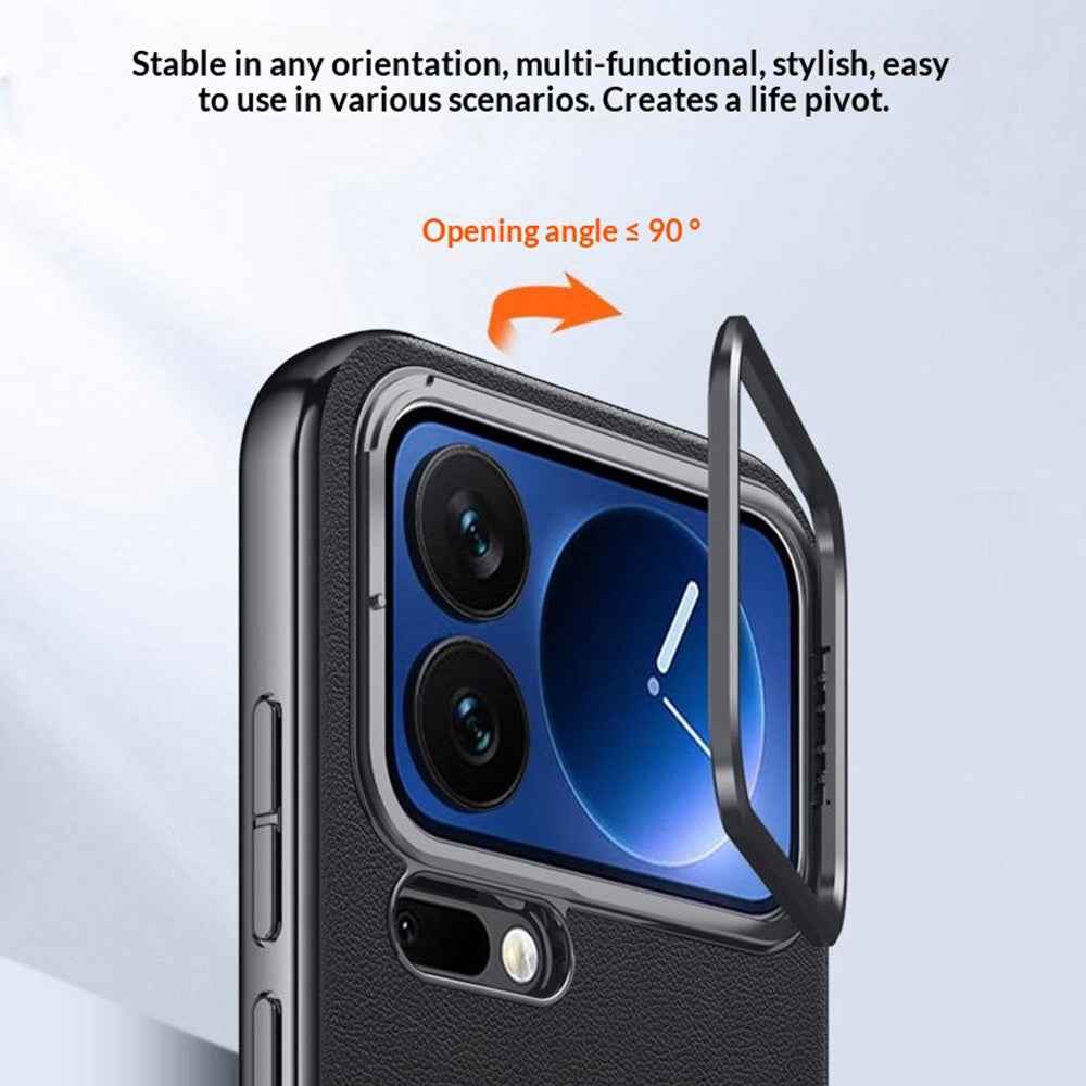For Xiaomi 17 Pro Case with Lens Guard Kickstand Anti Drop TPU+PU Phone Back Cover - Purple