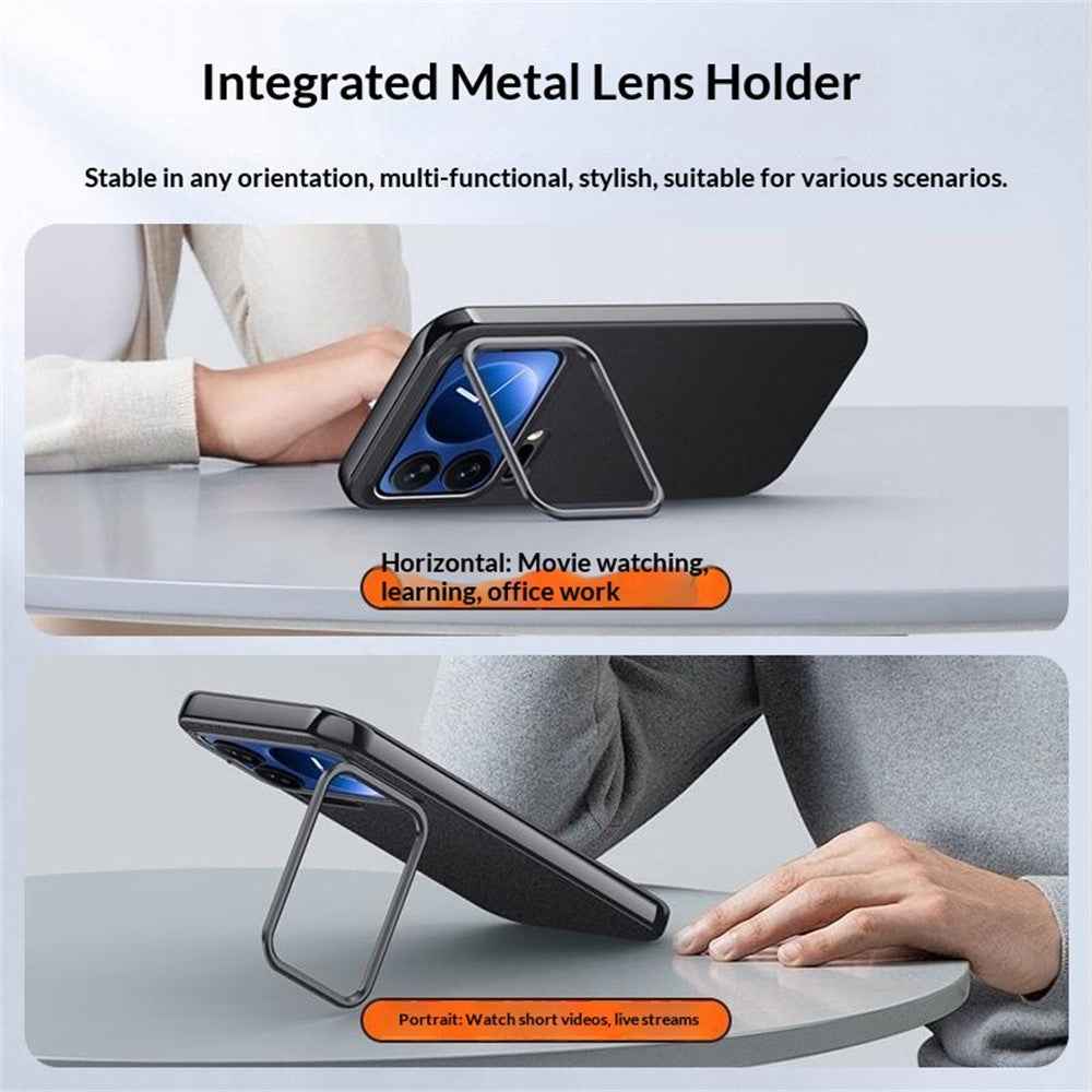 For Xiaomi 17 Pro Case with Lens Guard Kickstand Anti Drop TPU+PU Phone Back Cover - Purple