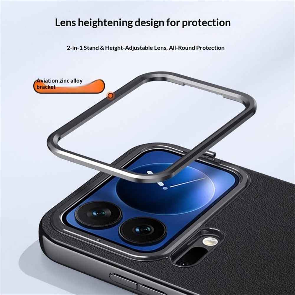 For Xiaomi 17 Pro Case with Lens Guard Kickstand Anti Drop TPU+PU Phone Back Cover - Purple