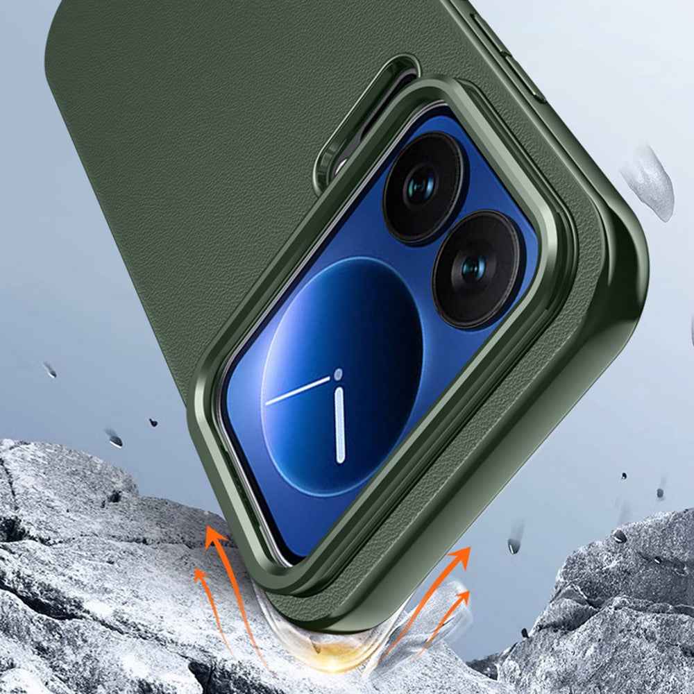 For Xiaomi 17 Pro Case with Lens Guard Kickstand Anti Drop TPU+PU Phone Back Cover - Purple