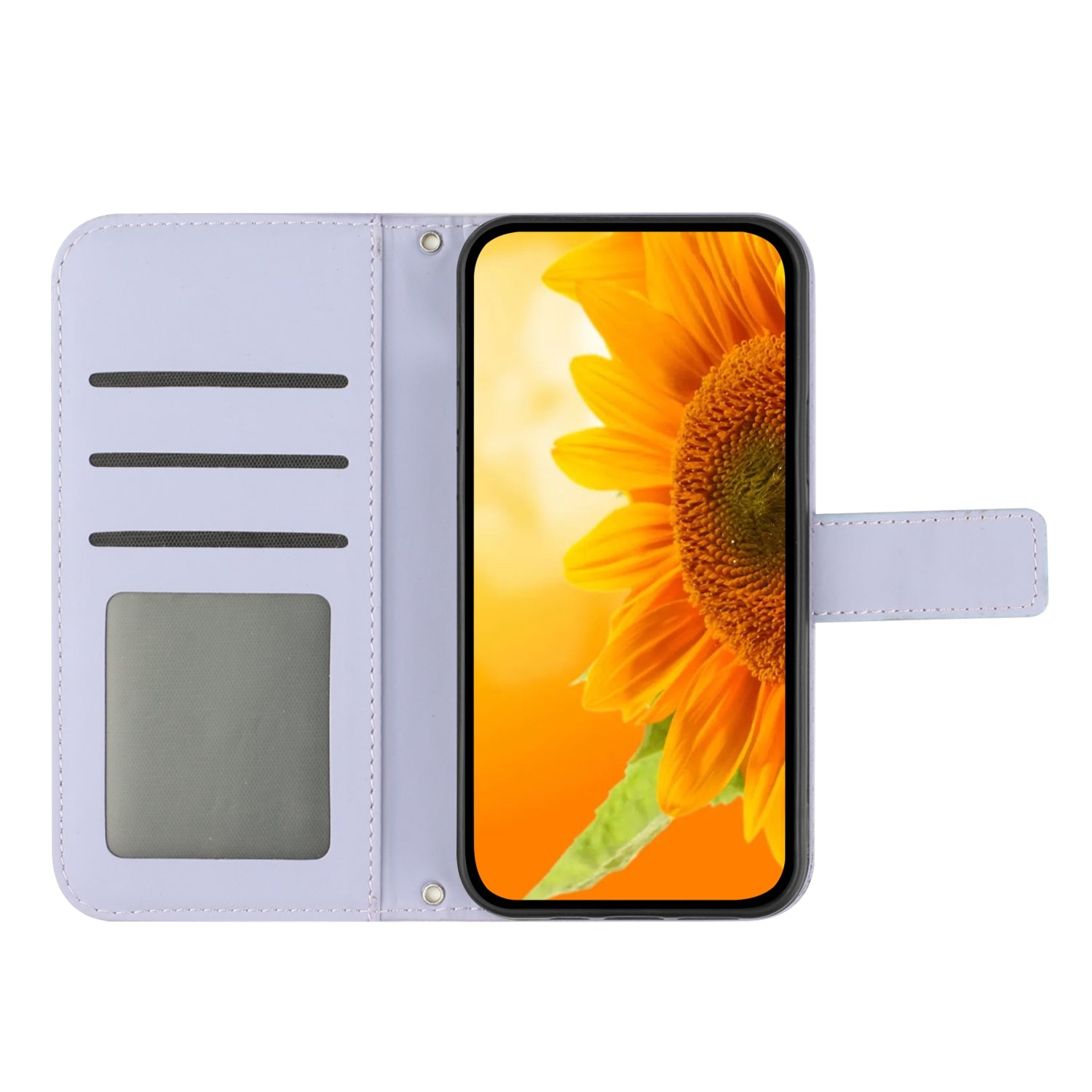 For Xiaomi Poco M8 5G / Redmi Note 15 5G (Global) / 15 4G (Global) Case Sunflower Imprint Leather Wallet Phone Cover with Wrist Strap - Light Purple