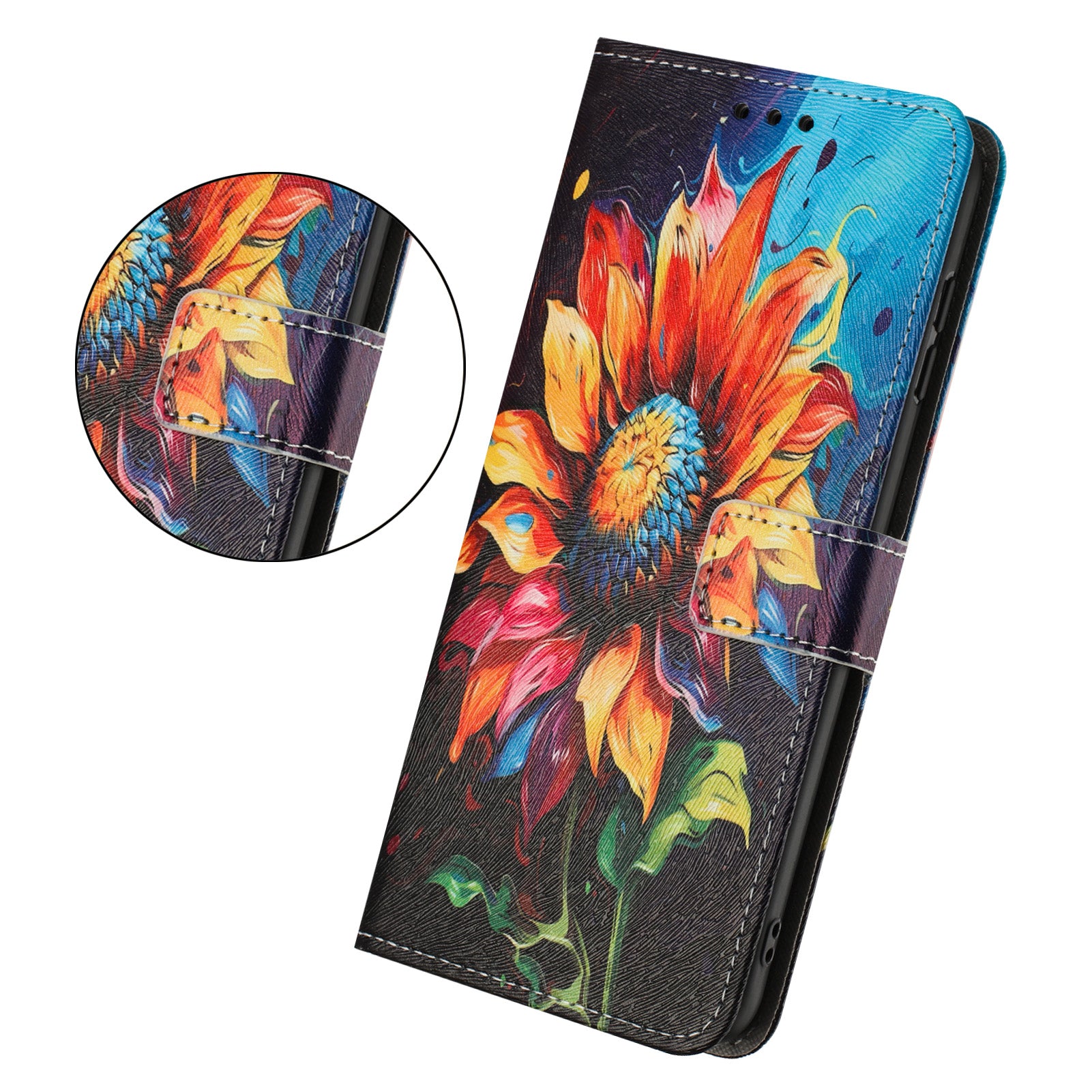 For Xiaomi Poco M8 Pro 5G / Redmi Note 15 Pro+ 5G (Global) Wallet Case Pattern Printing PU Leather Phone Cover with Lanyard - Sunflower