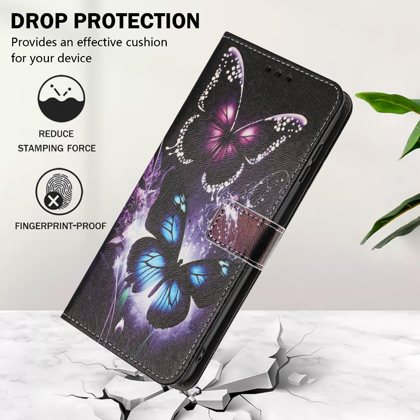 For Xiaomi Poco M8 Pro 5G / Redmi Note 15 Pro+ 5G (Global) Wallet Case Pattern Printing PU Leather Phone Cover with Lanyard - Two Butterflies