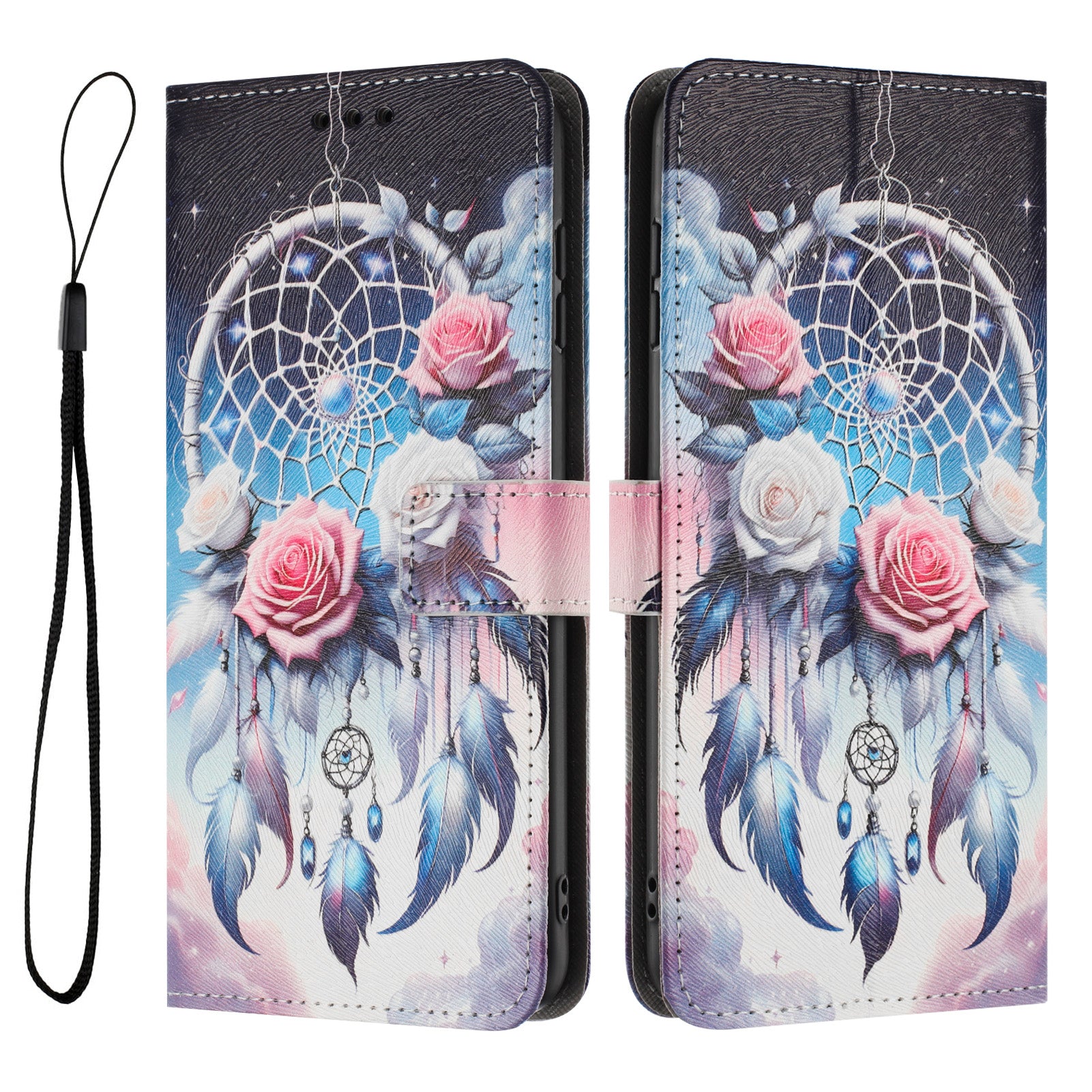 For Xiaomi Poco M8 Pro 5G / Redmi Note 15 Pro+ 5G (Global) Wallet Case Pattern Printing PU Leather Phone Cover with Lanyard - Flower Wind Chime