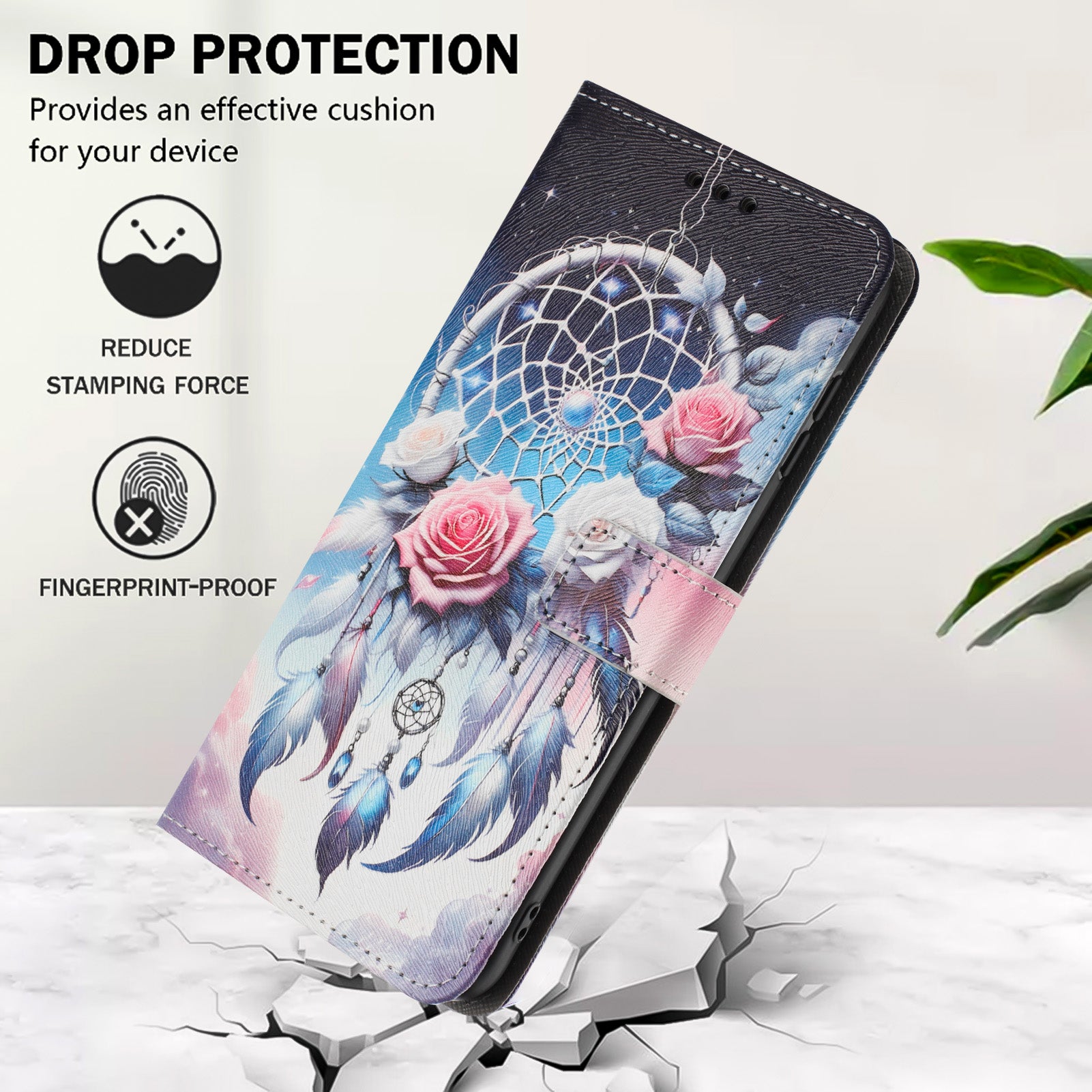 For Xiaomi Poco M8 Pro 5G / Redmi Note 15 Pro+ 5G (Global) Wallet Case Pattern Printing PU Leather Phone Cover with Lanyard - Flower Wind Chime