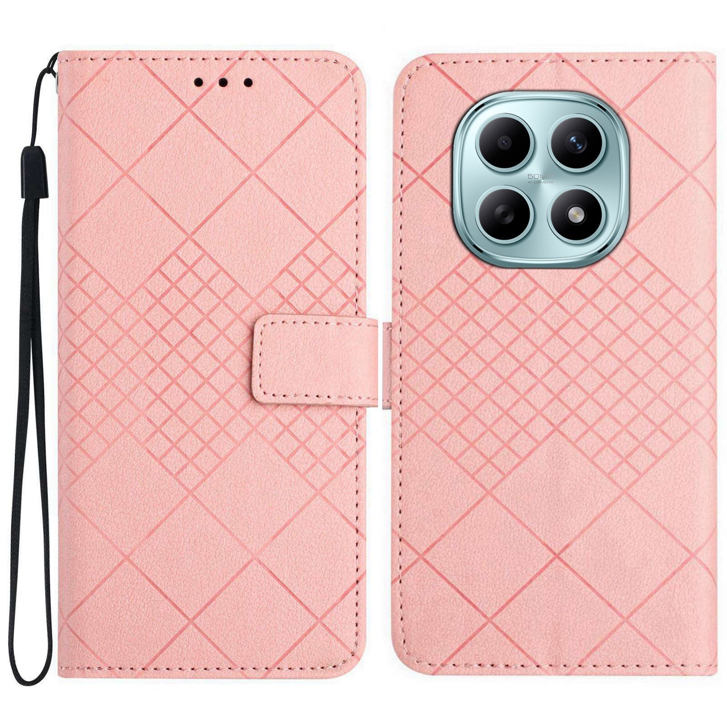 For Xiaomi Poco M8 5G / Redmi Note 15 5G (Global) / 15 4G (Global) Case Wallet Imprint PU Leather Flip Folio Phone Cover - Pink