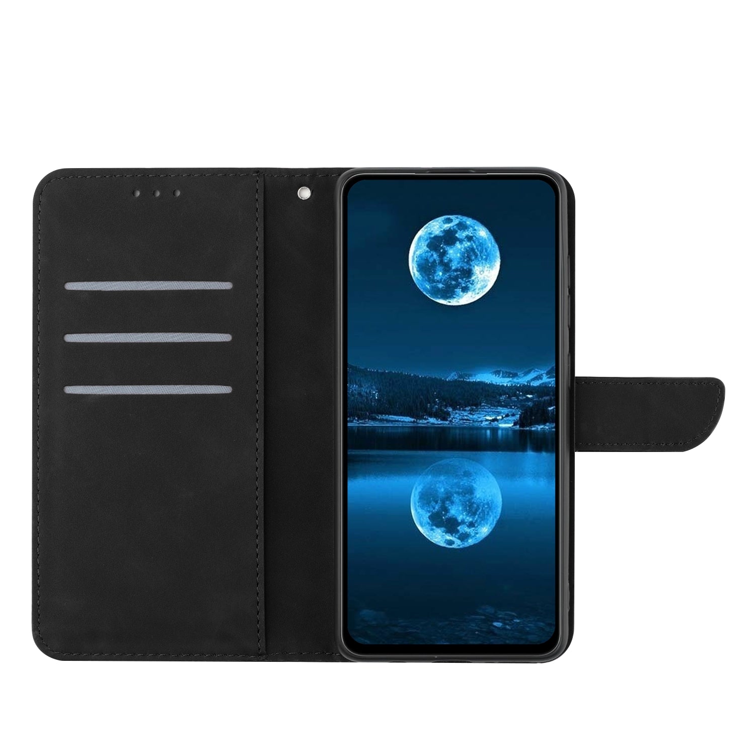 For Xiaomi Poco M8 5G / Redmi Note 15 5G (Global) / 15 4G (Global) Case Skin Touch Lines Imprinted PU Leather Flip Phone Cover - Black