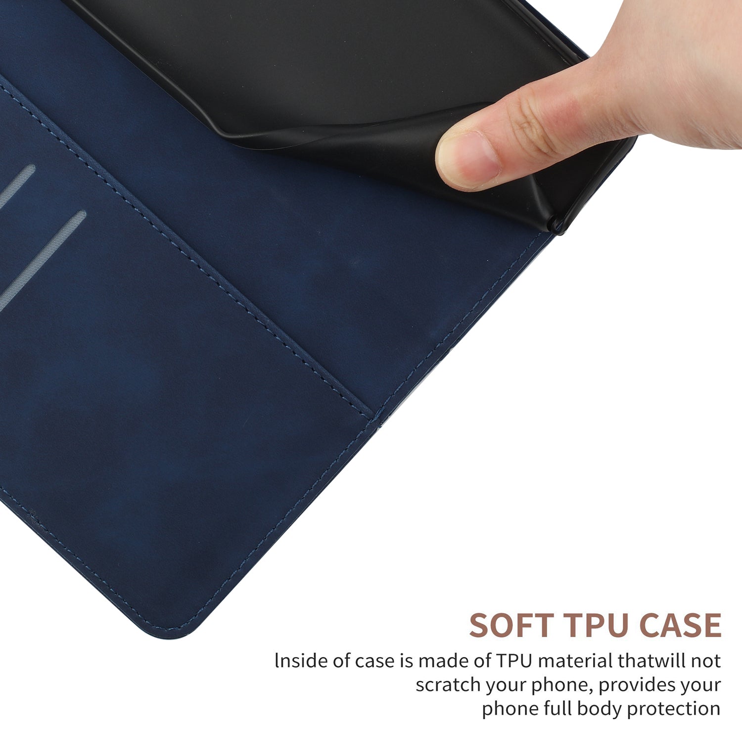 For Xiaomi Poco M8 5G / Redmi Note 15 5G (Global) / 15 4G (Global) Case Skin Touch Lines Imprinted PU Leather Flip Phone Cover - Blue