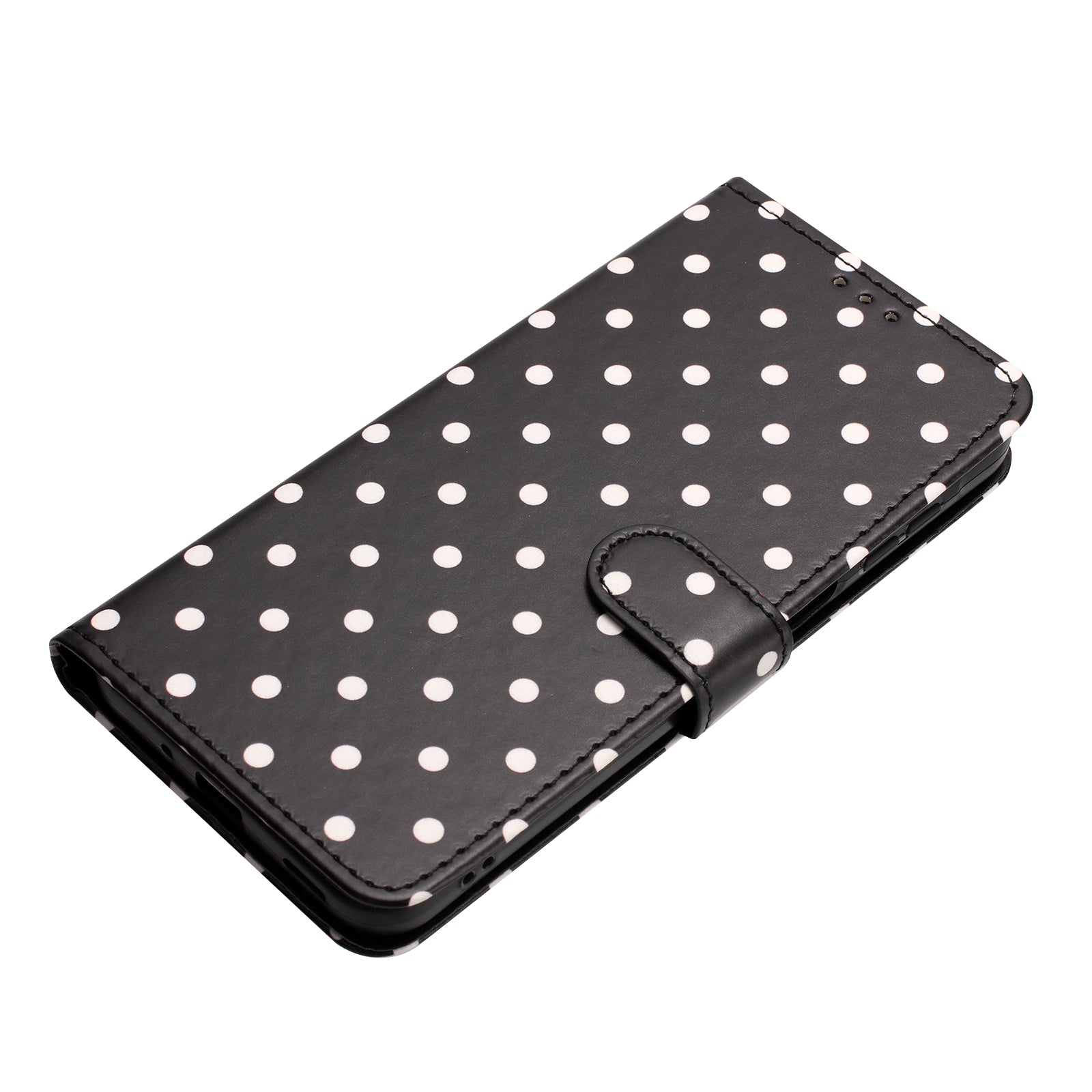 For Xiaomi Poco M8 5G / Redmi Note 15 5G (Global) / 15 4G (Global) Leather Case Polka Dot Pattern Wallet Stand Folio Phone Cover - Black