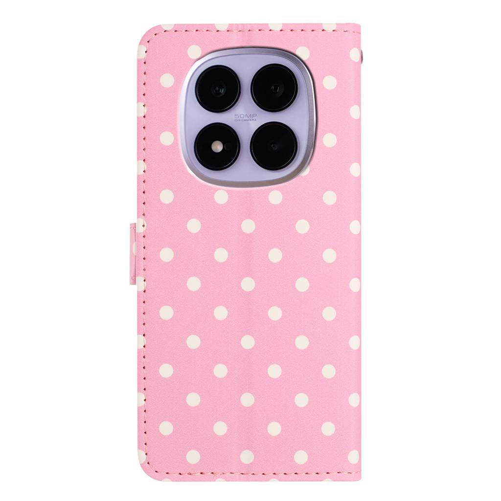For Xiaomi Poco M8 5G / Redmi Note 15 5G (Global) / 15 4G (Global) Leather Case Polka Dot Pattern Wallet Stand Folio Phone Cover - Pink