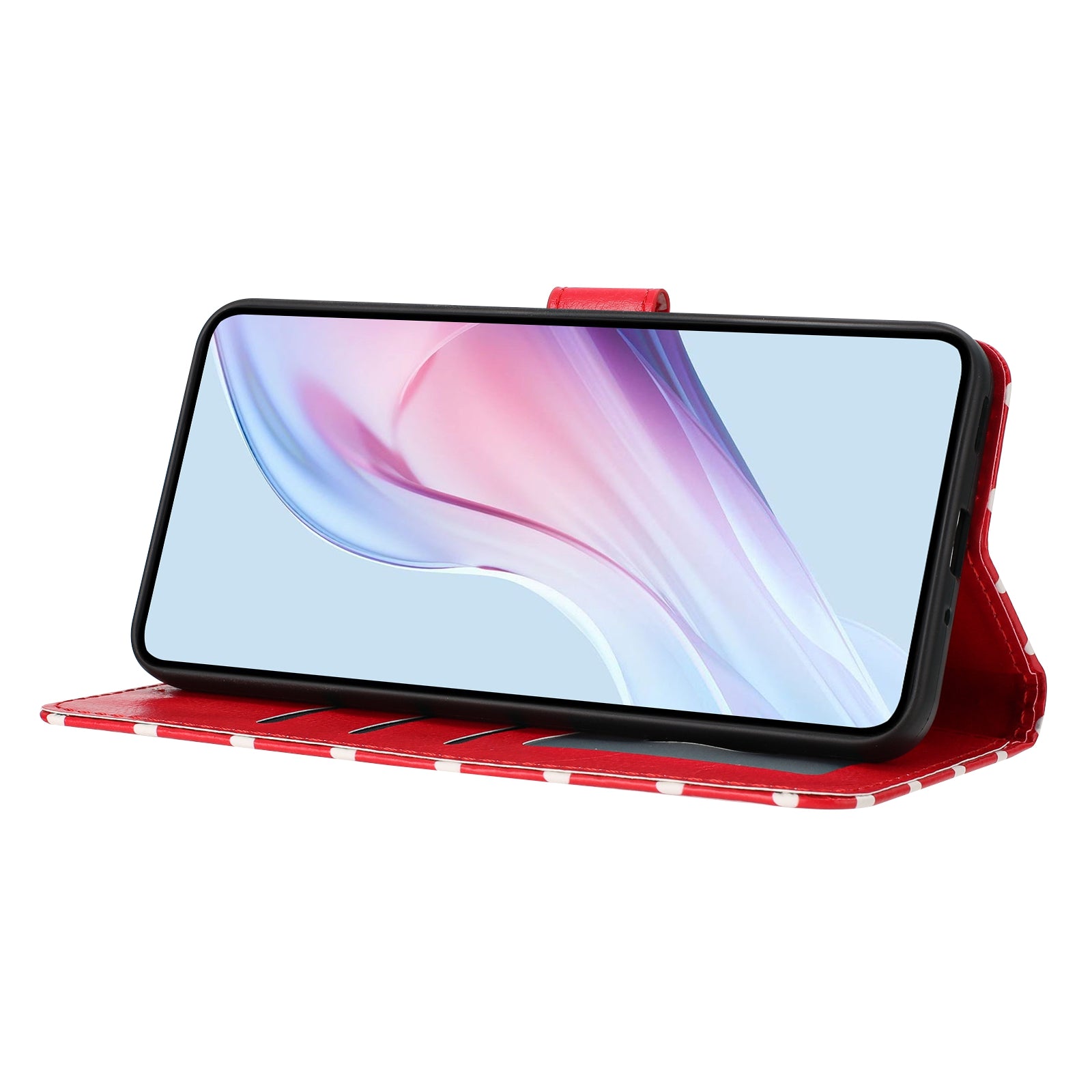 For Xiaomi Poco M8 5G / Redmi Note 15 5G (Global) / 15 4G (Global) Leather Case Polka Dot Pattern Wallet Stand Folio Phone Cover - Red