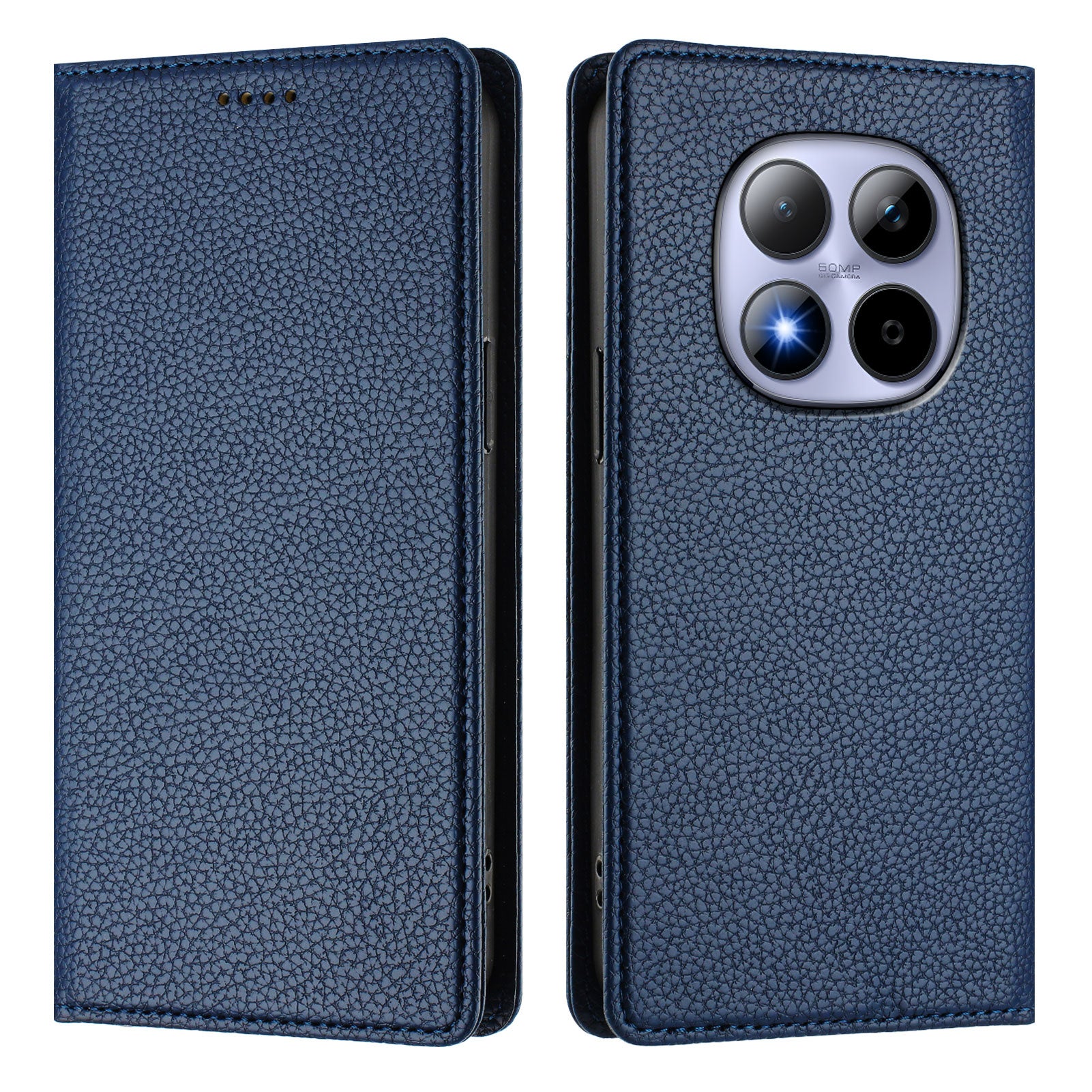 For Xiaomi Redmi Note 15 Pro 4G (Global) Wallet Case RFID Blocking Litchi Texture Leather Mobile Cover - Dark Blue