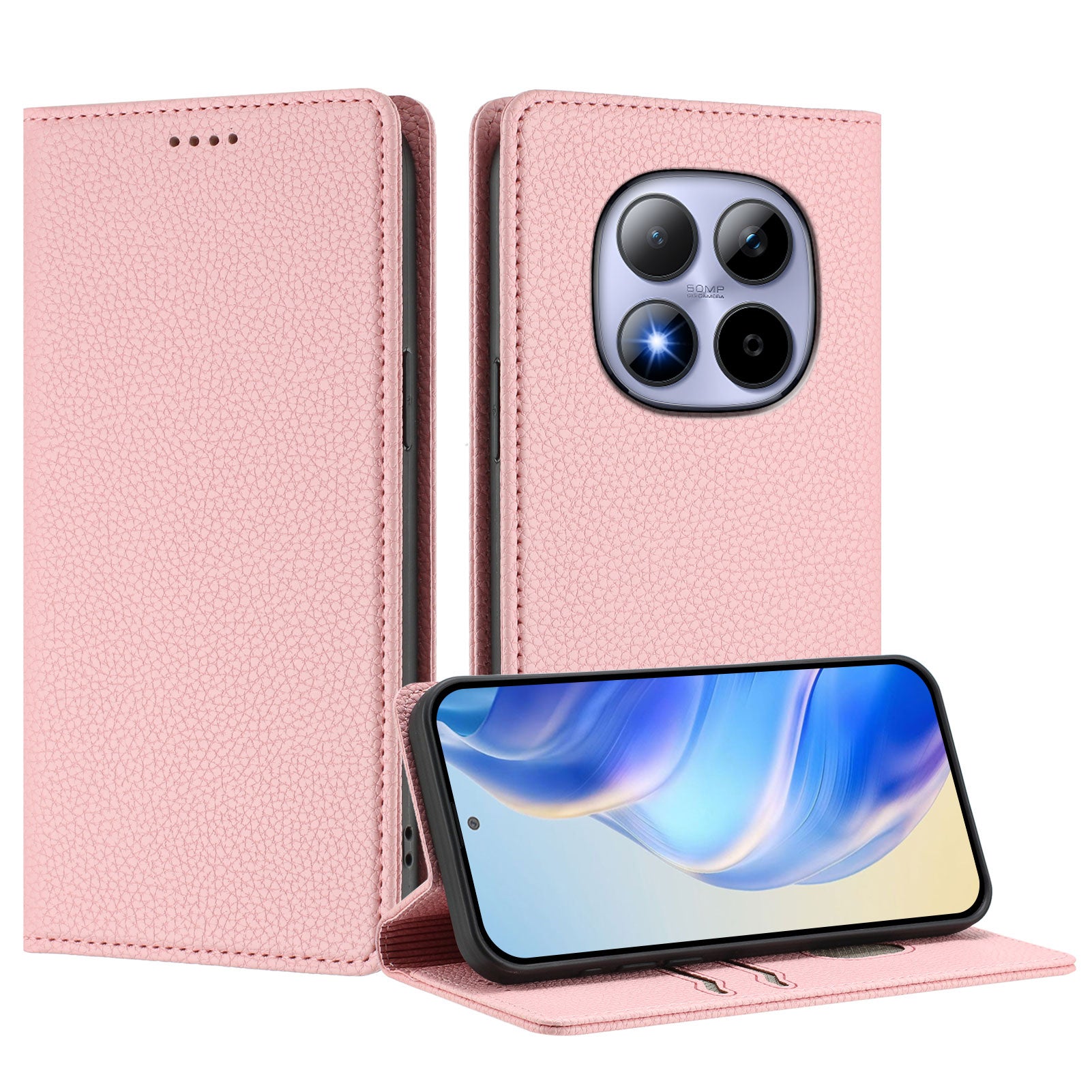 For Xiaomi Redmi Note 15 Pro 4G (Global) Wallet Case RFID Blocking Litchi Texture Leather Mobile Cover - Pink