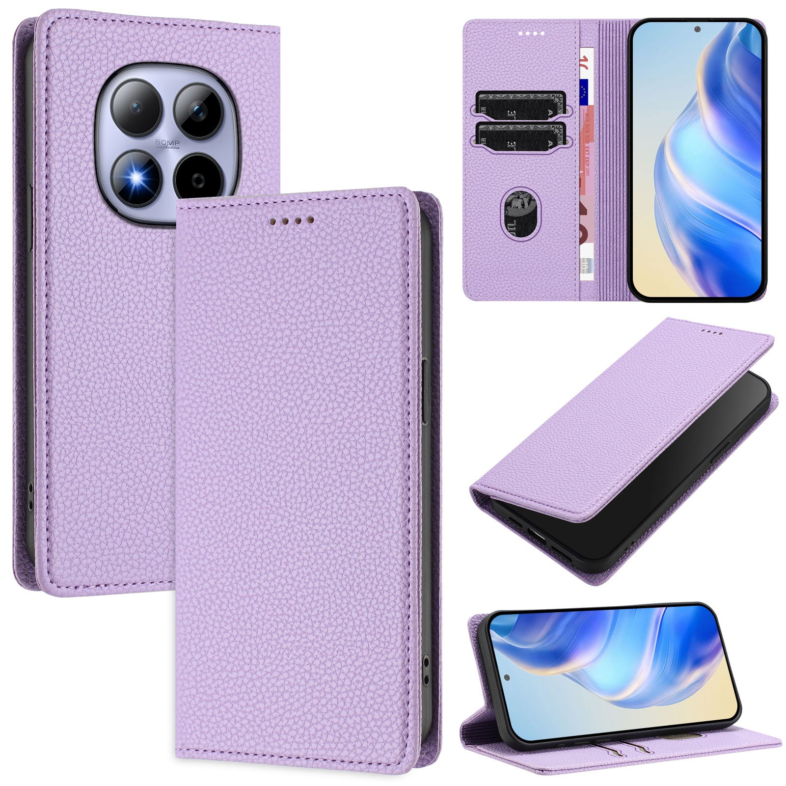 For Xiaomi Redmi Note 15 Pro 4G (Global) Wallet Case RFID Blocking Litchi Texture Leather Mobile Cover - Light Purple