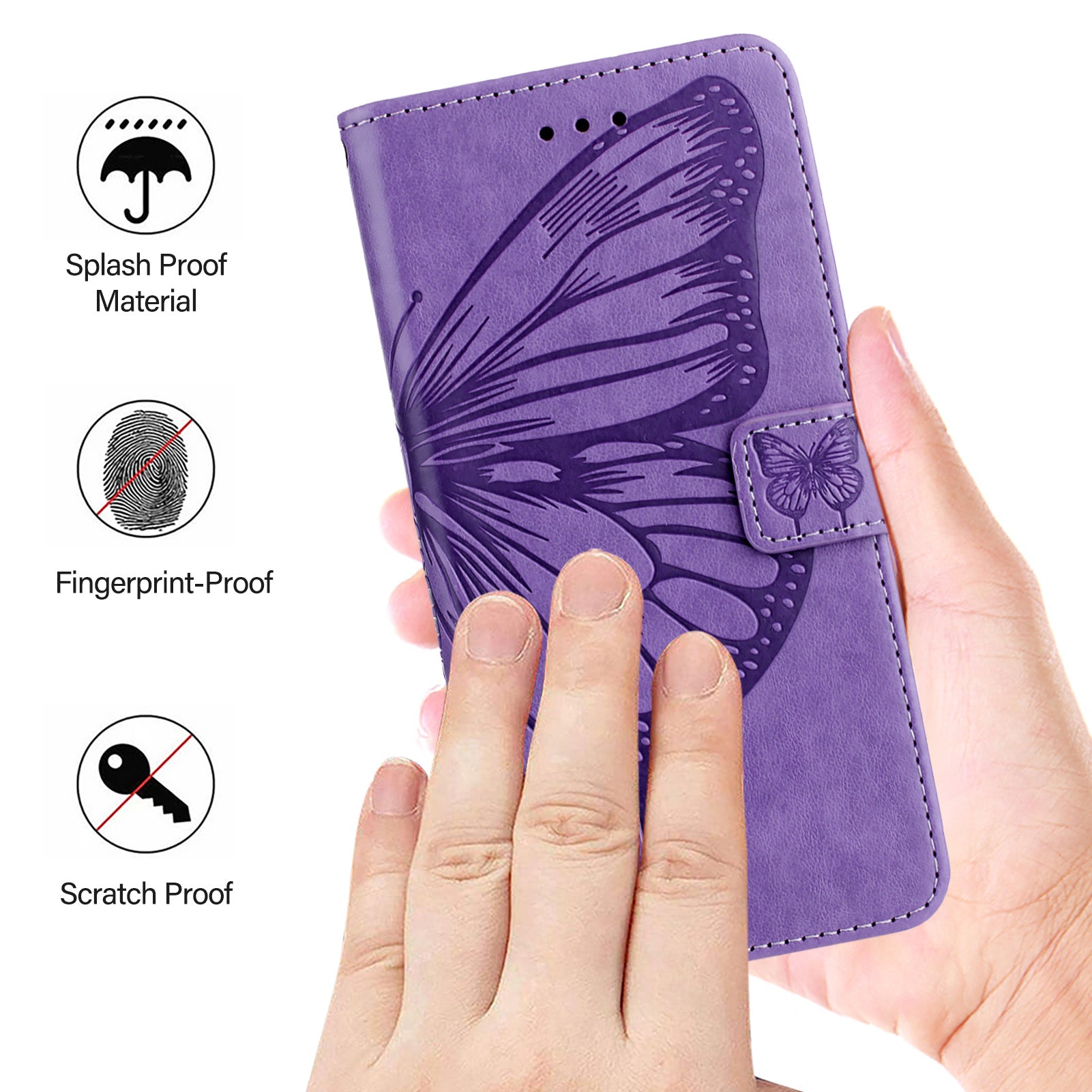 For Xiaomi Poco M8 Pro 5G / Redmi Note 15 Pro+ 5G (Global) Wallet Case with Wrist Strap Butterfly Imprint Leather Phone Cover - Purple