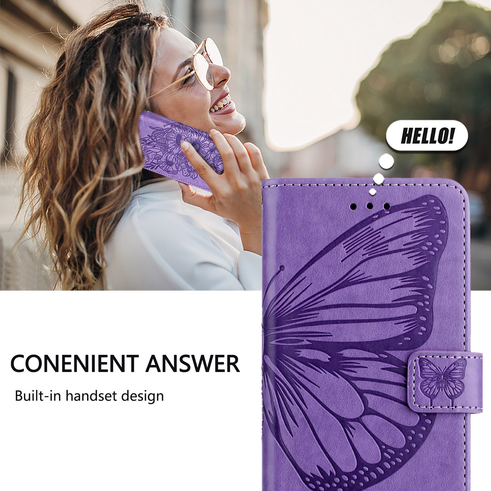 For Xiaomi Poco M8 Pro 5G / Redmi Note 15 Pro+ 5G (Global) Wallet Case with Wrist Strap Butterfly Imprint Leather Phone Cover - Purple
