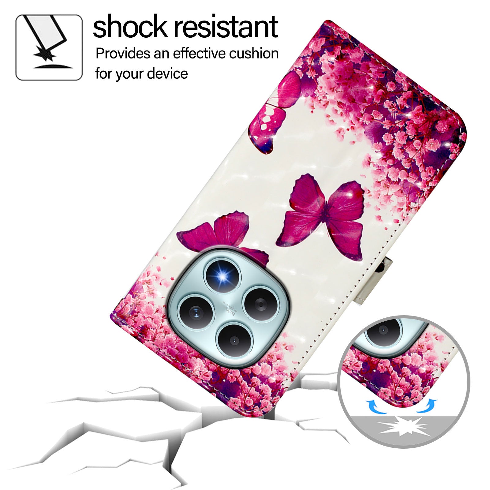 For Xiaomi Poco M8 5G / Redmi Note 15 5G (Global) / 15 4G (Global) Leather Case Pattern Printing Wallet Stand Mobile Cover with Strap - Rose Butterflies