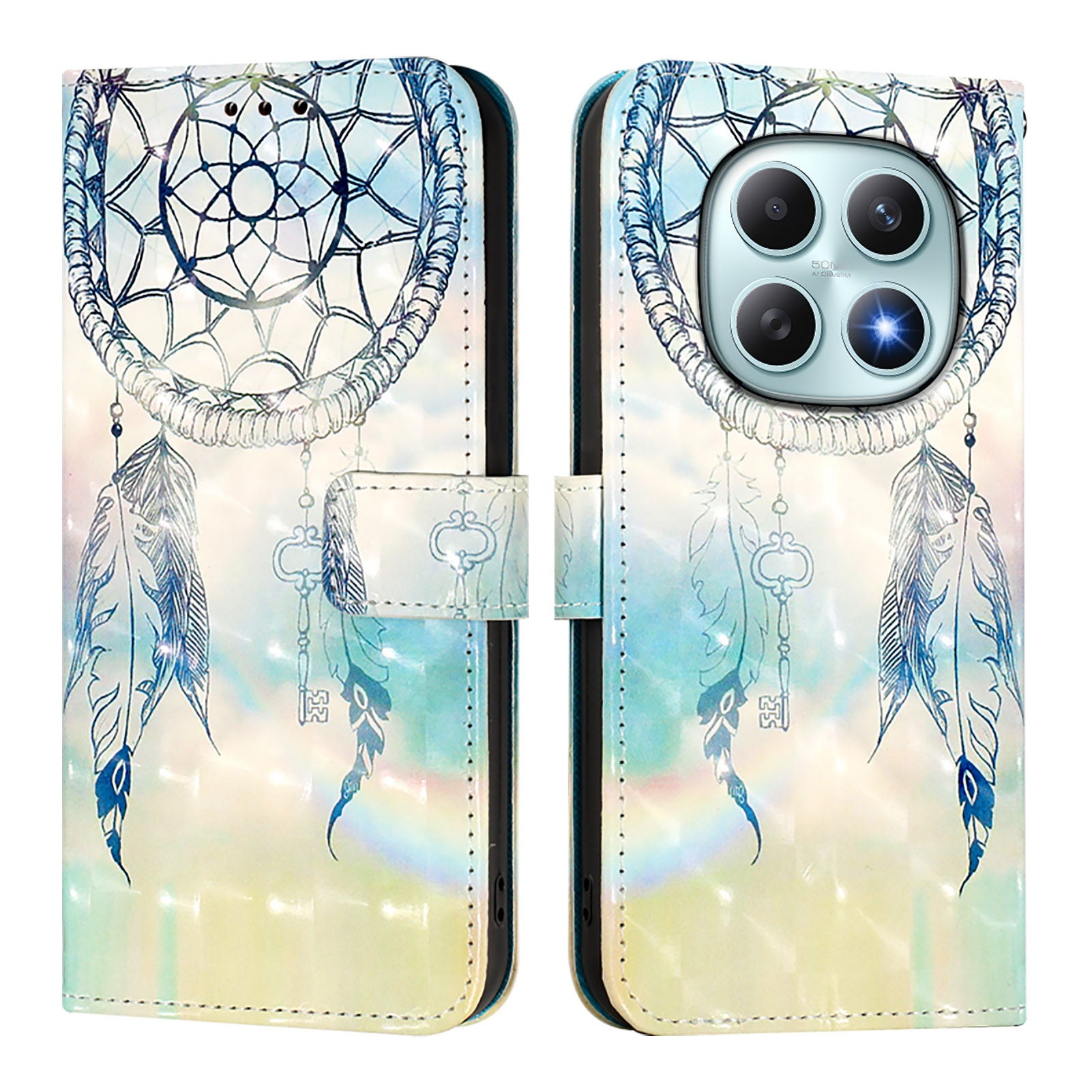 For Xiaomi Poco M8 5G / Redmi Note 15 5G (Global) / 15 4G (Global) Leather Case Pattern Printing Wallet Stand Mobile Cover with Strap - Dream Wind Chime