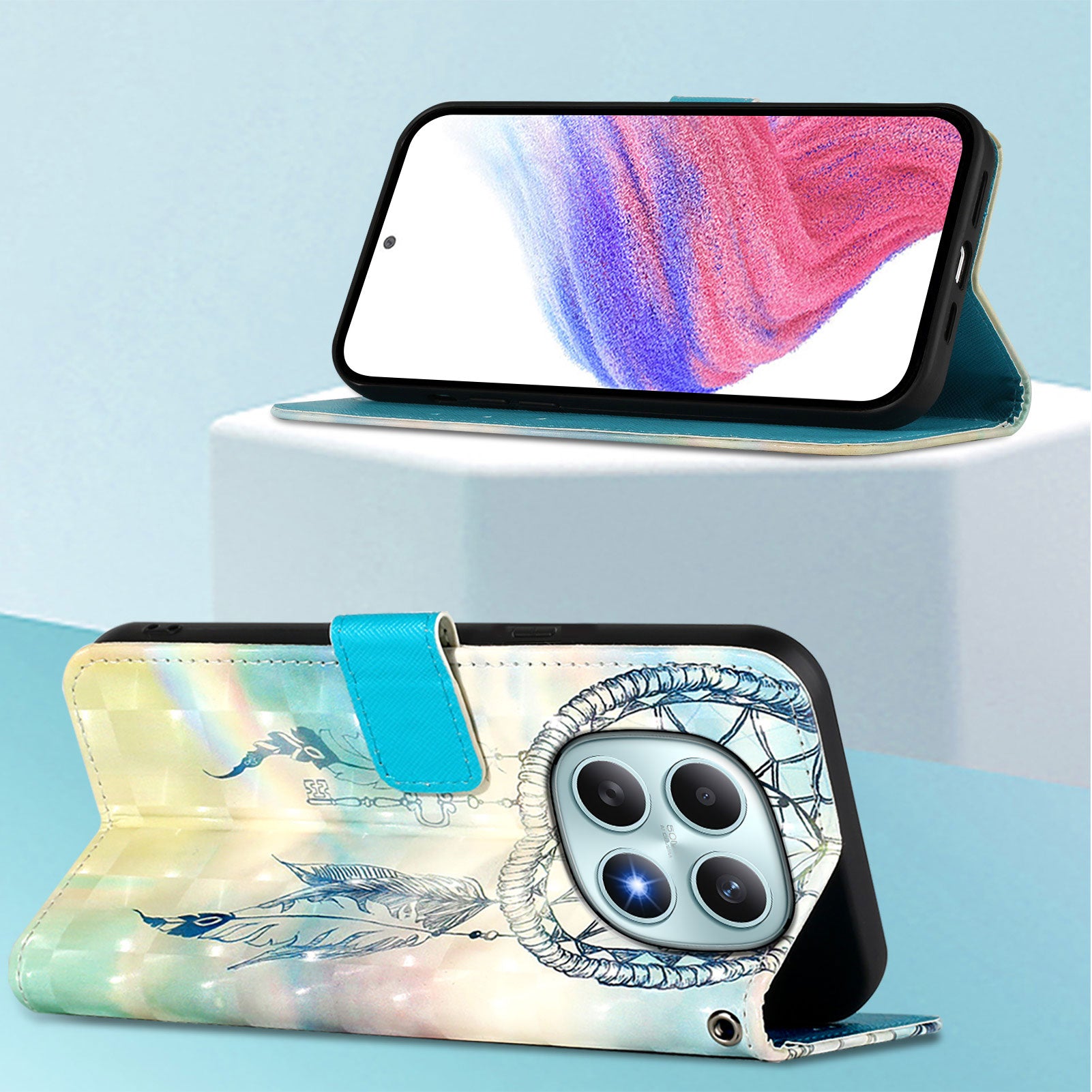 For Xiaomi Poco M8 5G / Redmi Note 15 5G (Global) / 15 4G (Global) Leather Case Pattern Printing Wallet Stand Mobile Cover with Strap - Dream Wind Chime