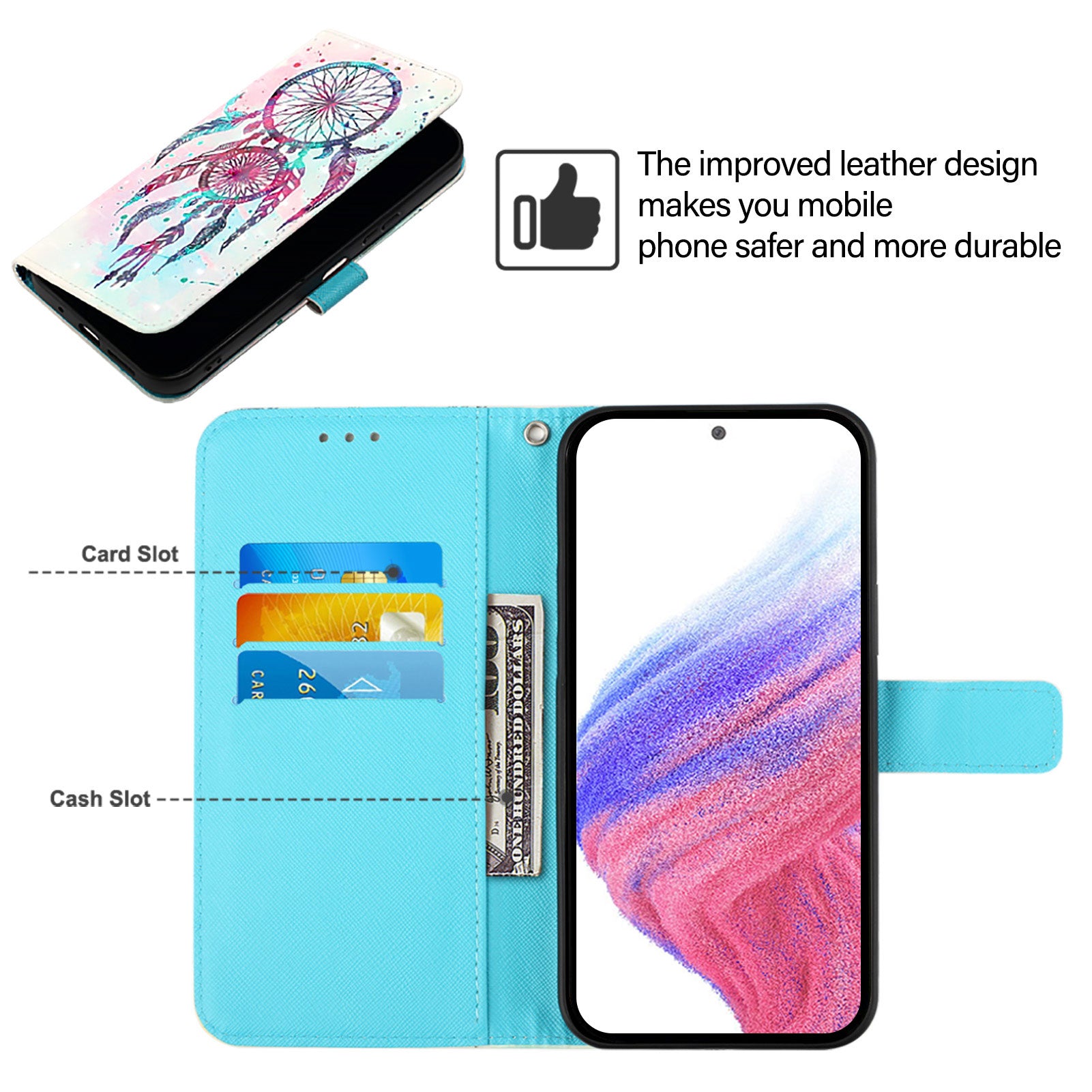 For Xiaomi Poco M8 5G / Redmi Note 15 5G (Global) / 15 4G (Global) Leather Case Pattern Printing Wallet Stand Mobile Cover with Strap - Colorful Wind Chime