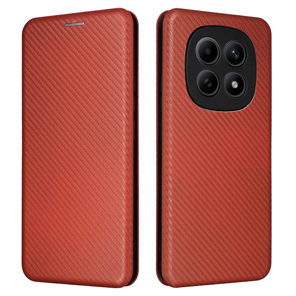 Phone Case For Xiaomi Poco M8 5G  /  Redmi Note 15 5G (Global)  /  15 4G (Global) Carbon Fiber Texture Drop-Proof PU Leather Phone Cover - Brown