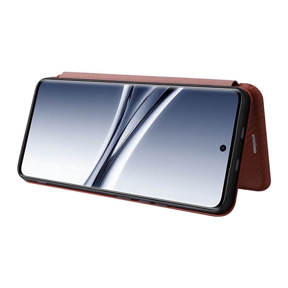Phone Case For Xiaomi Poco M8 5G  /  Redmi Note 15 5G (Global)  /  15 4G (Global) Carbon Fiber Texture Drop-Proof PU Leather Phone Cover - Brown