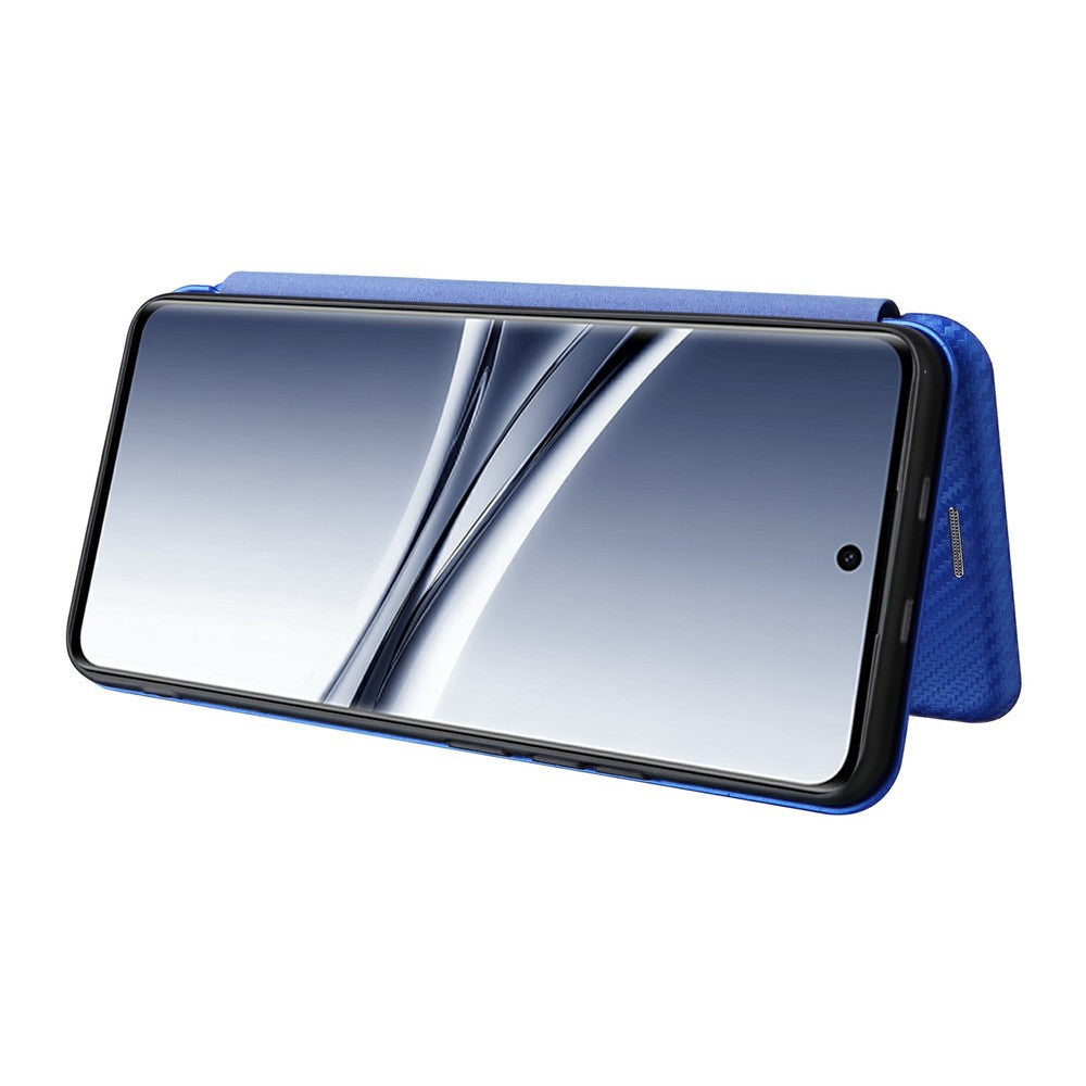 Phone Case For Xiaomi Poco M8 5G  /  Redmi Note 15 5G (Global)  /  15 4G (Global) Carbon Fiber Texture Drop-Proof PU Leather Phone Cover - Blue