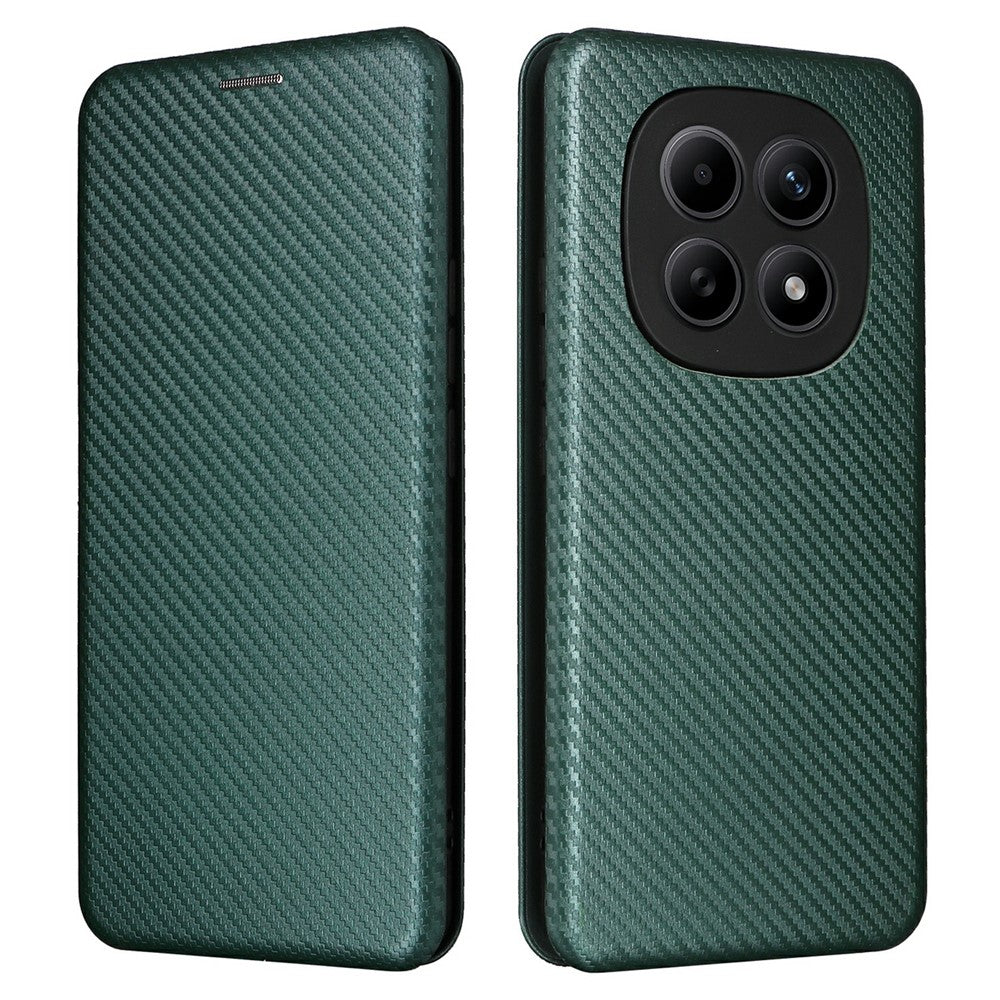 Phone Case For Xiaomi Poco M8 5G  /  Redmi Note 15 5G (Global)  /  15 4G (Global) Carbon Fiber Texture Drop-Proof PU Leather Phone Cover - Green